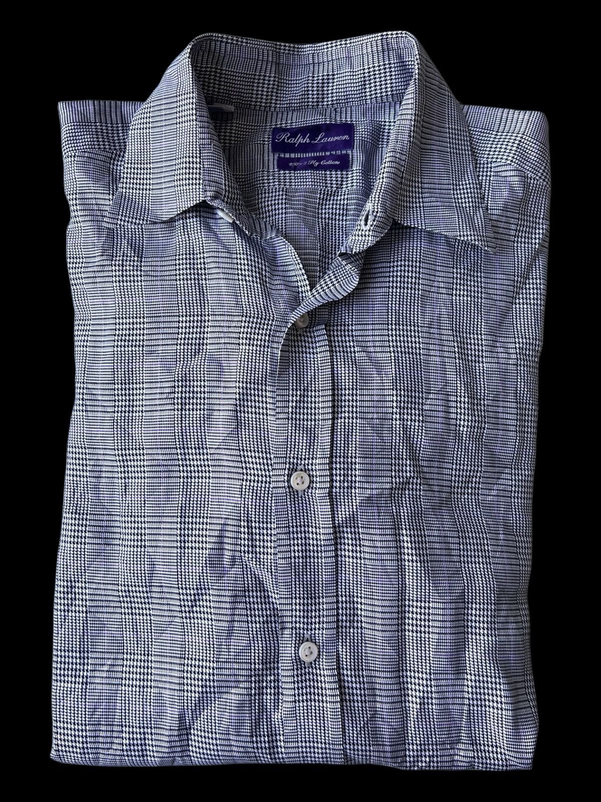 Ralph Lauren Purple Label RL Purple Label 🇮🇹 Grey Glen Plaid Aston B/D Dress Shirt Size US M / EU 48-50 / 2 - 1 Thumbnail