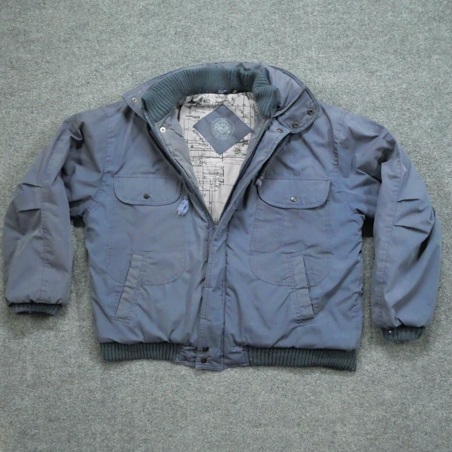 Vintage VINTAGE North Bay Jacket Mens L Blue Bomber Schematic Lined 80s Size US L / EU 52-54 / 3 - 2 Thumbnail