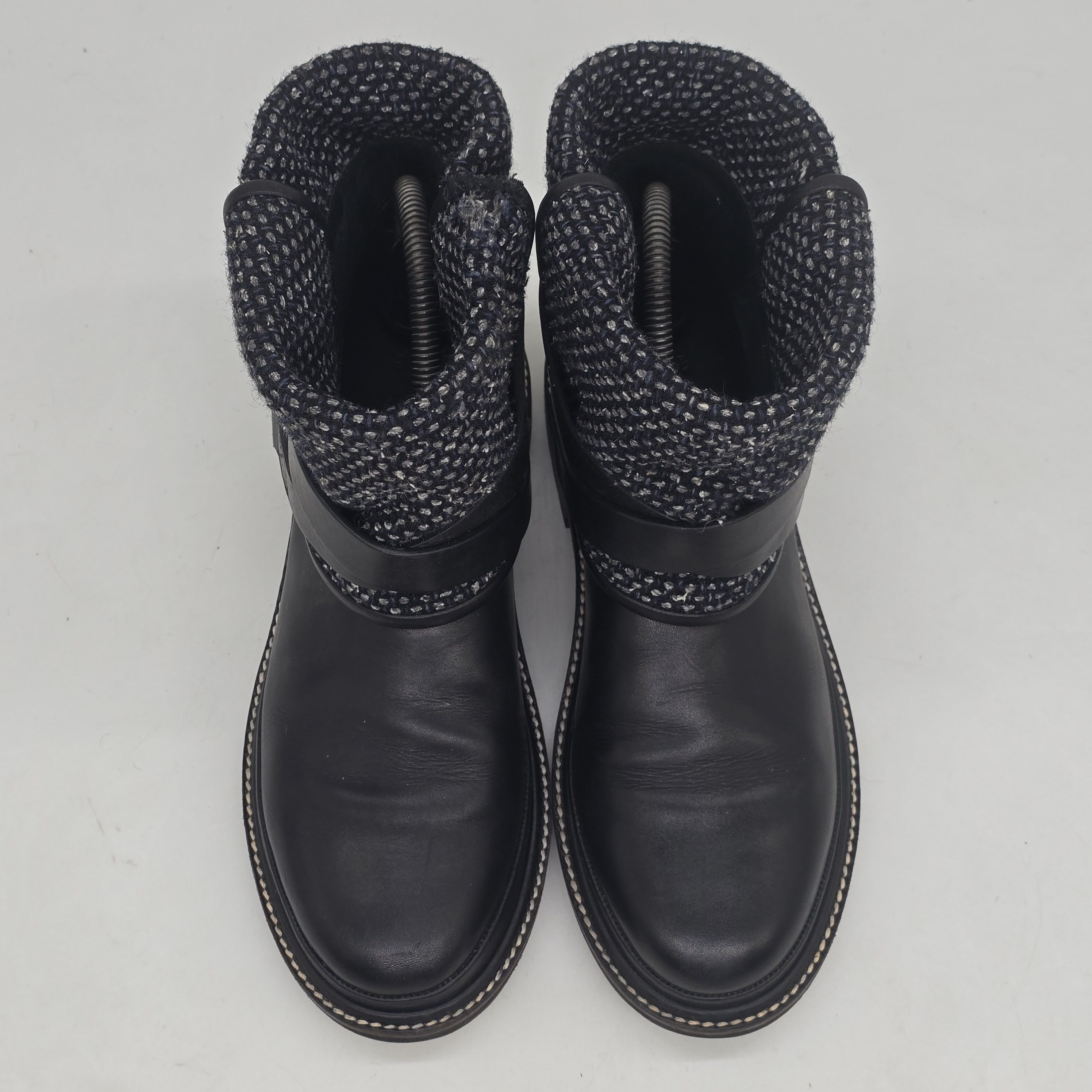Chanel Chanel - Leather and Tweed Foldover Short Boot Size US 8 / IT 38 - 3 Thumbnail