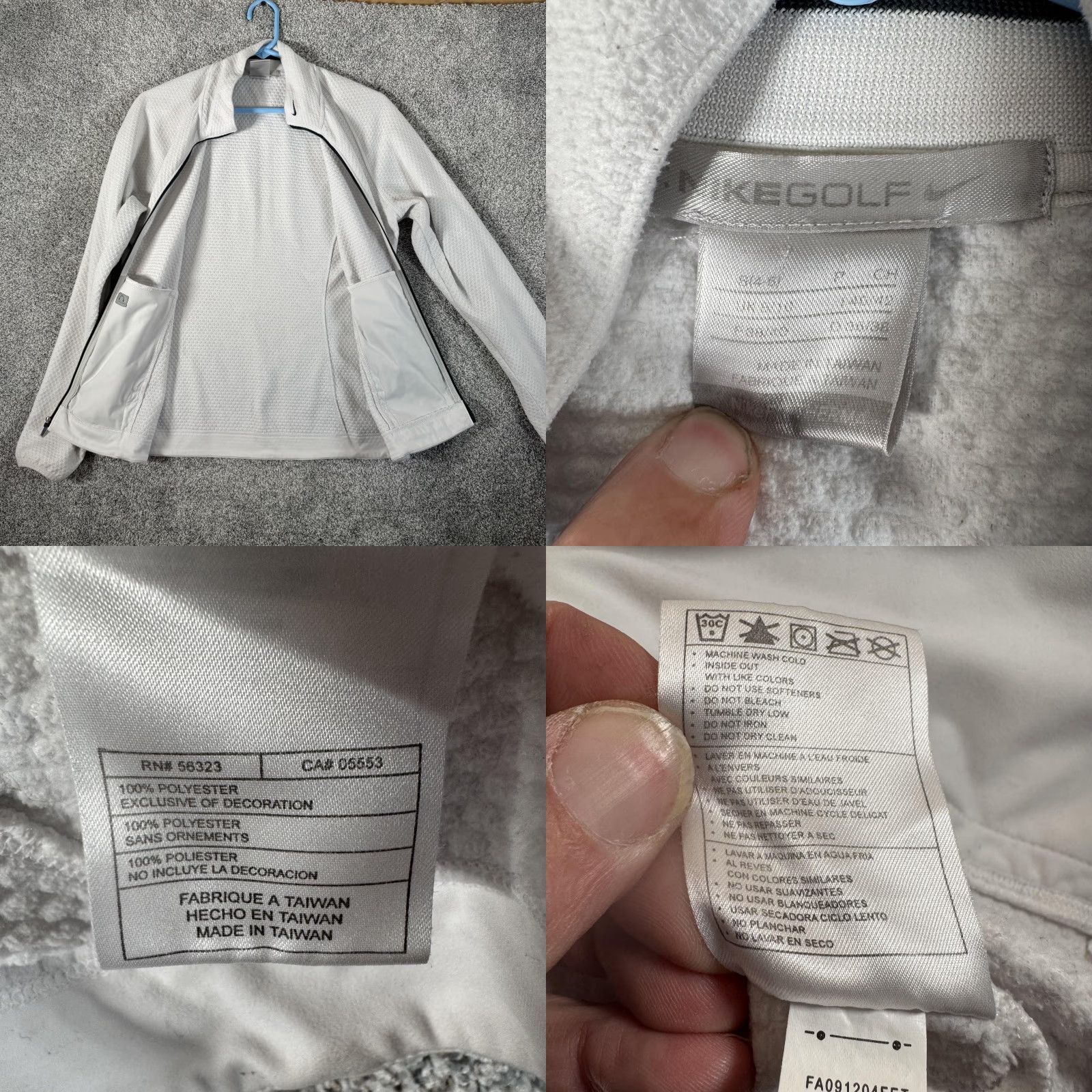 Nike Golf Jacket Women Small White Full Zip Pockets 335441-100 Preppy Athleisure Performance