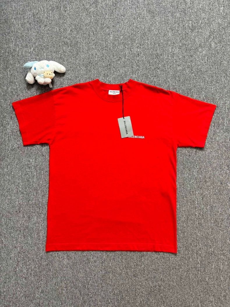 Balenciaga Balenciaga Red embroidered monogrammed logo short-sleeved T Size US M / EU 48-50 / 2 - 1 Thumbnail