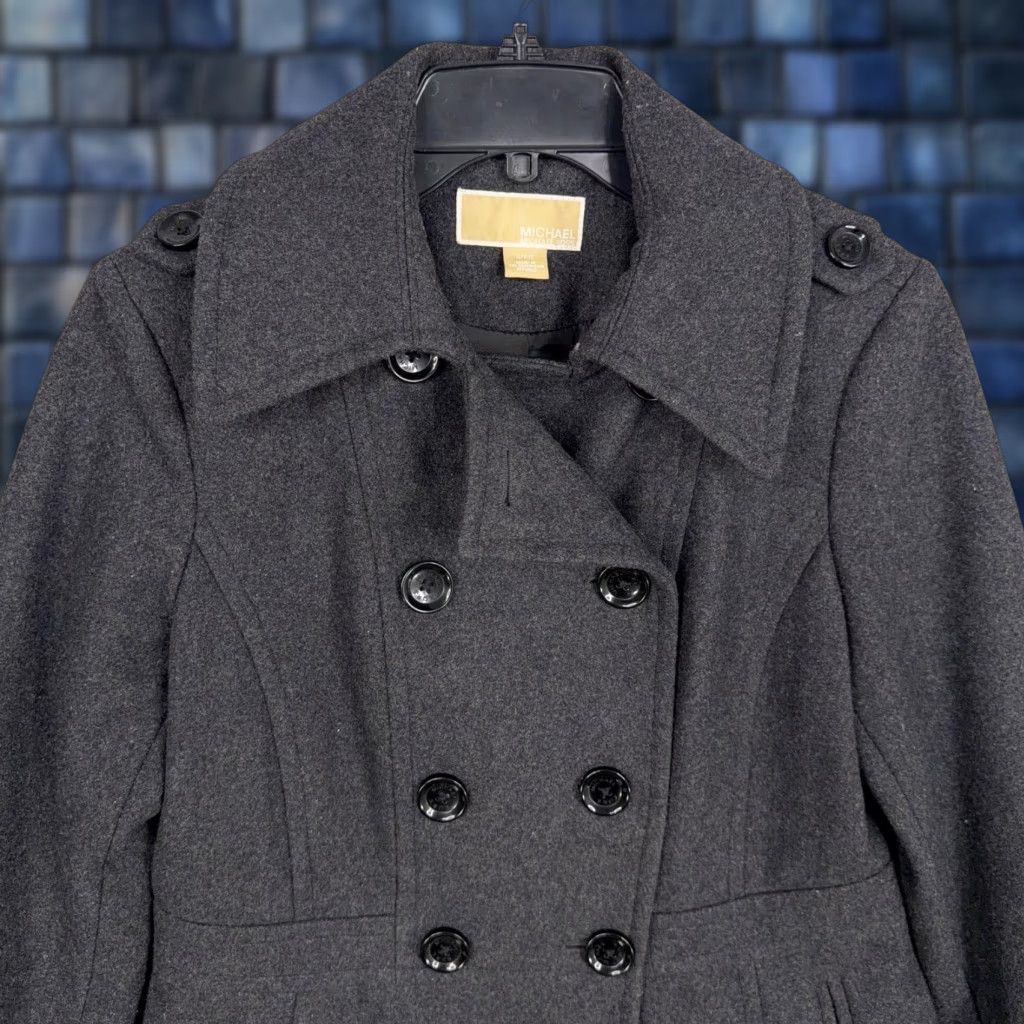 Michael Kors Michael Kors Coat Pea Coat Womens Small Gray Wool Blend Double Breasted Jacket Size S / US 4 / IT 40 - 1 Thumbnail