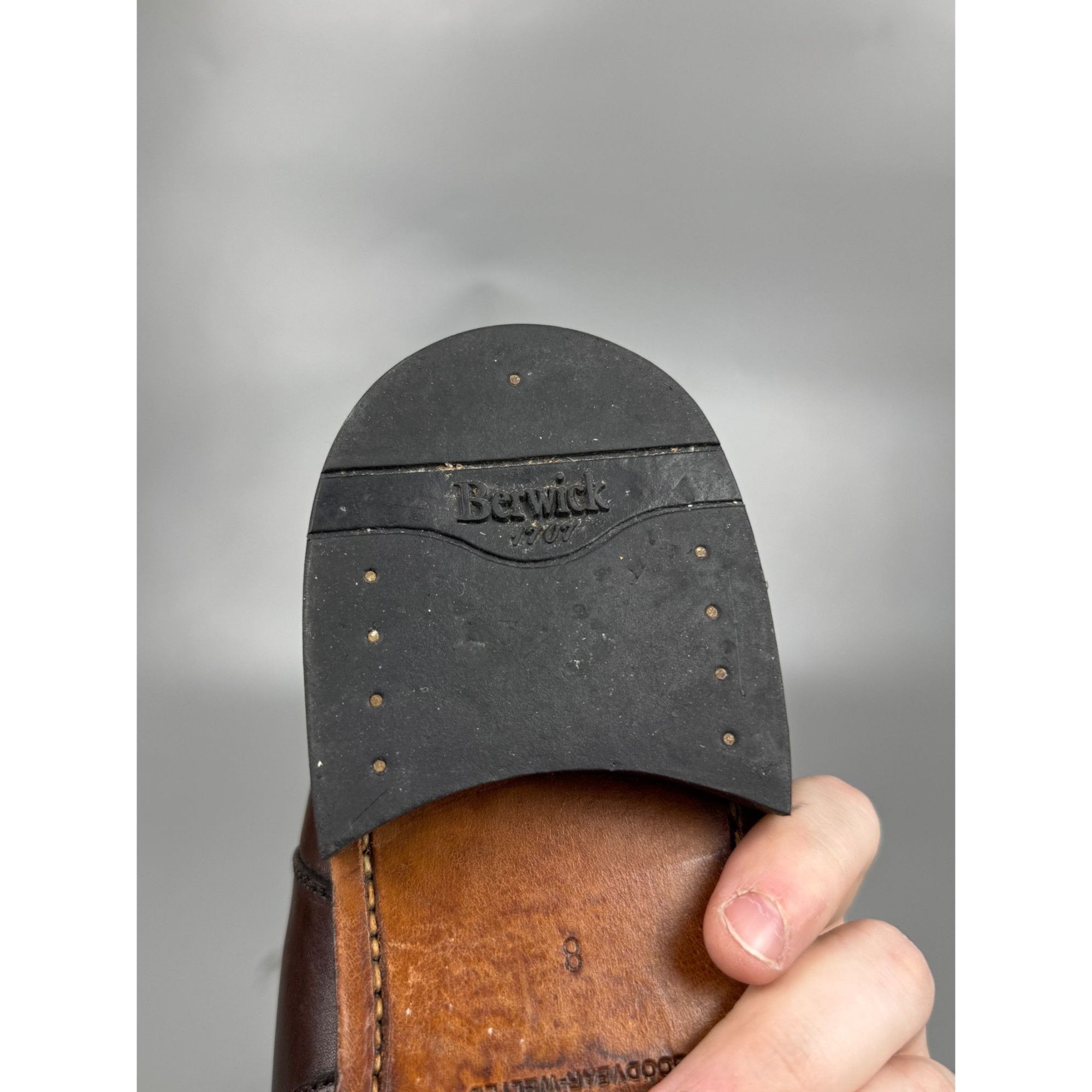 Berwick 1707 Berwick-1707 Brown Leather Square Toe Chelsea Boots (Y1173) Size US 9 / EU 42 - 10 Thumbnail