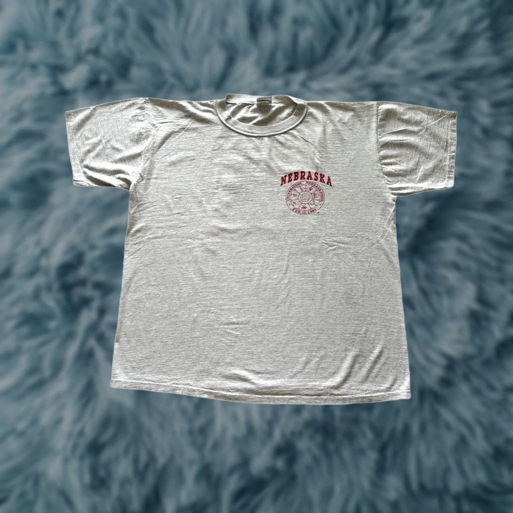 Vintage VINTAGE MV Sport University Of Nebraska Tee XL Gray Unisex Short Sleeve Single Stitch 80s USA Size US XL / EU 56 / 4 - 1 Thumbnail