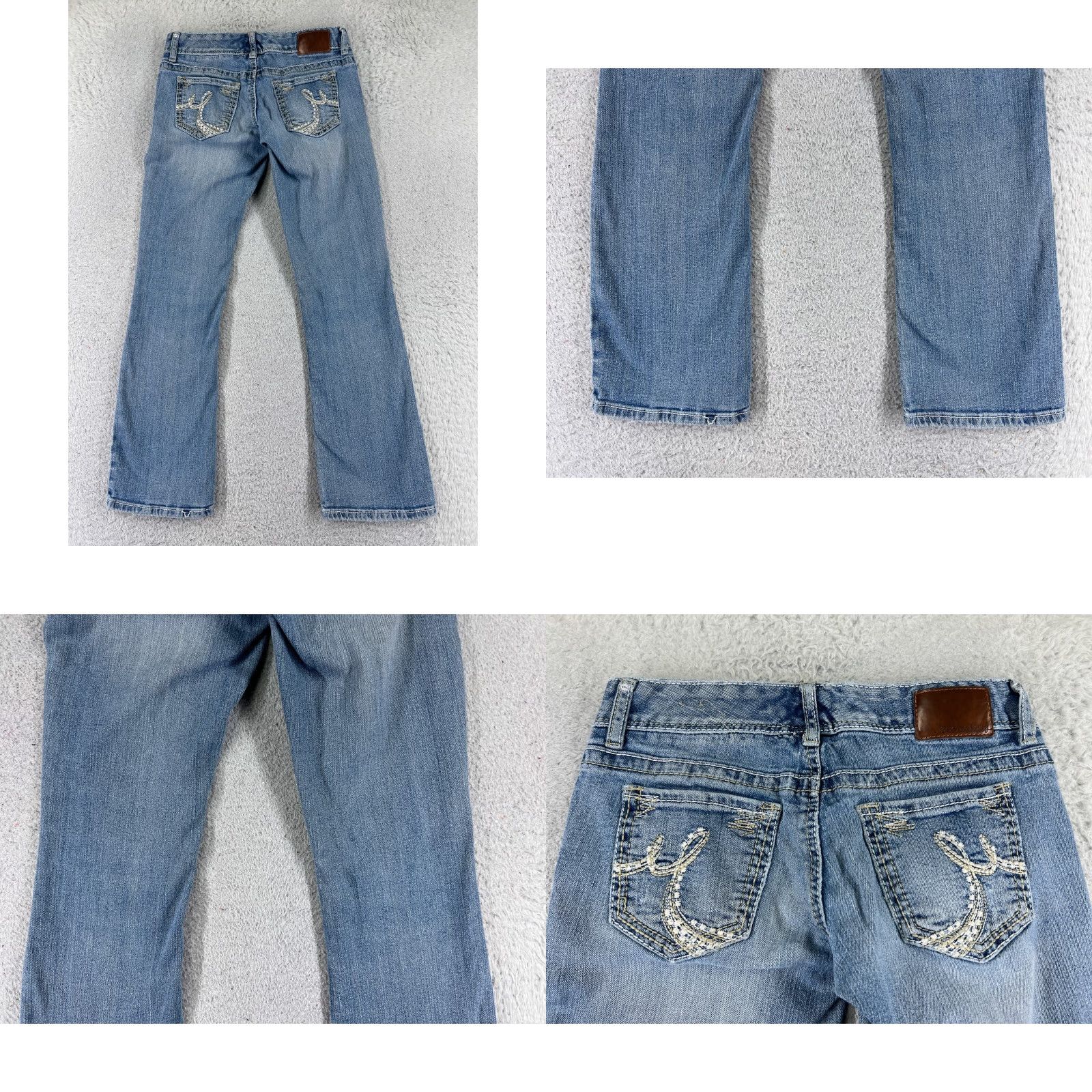 Vintage Maurices Jeans Womens Bootcut Denim Blue Cotton Low Rise 26 in 26x28 5-Pocket Embroidered Regular Stretch Size 25" / US 0 / IT 36 - 9 Thumbnail
