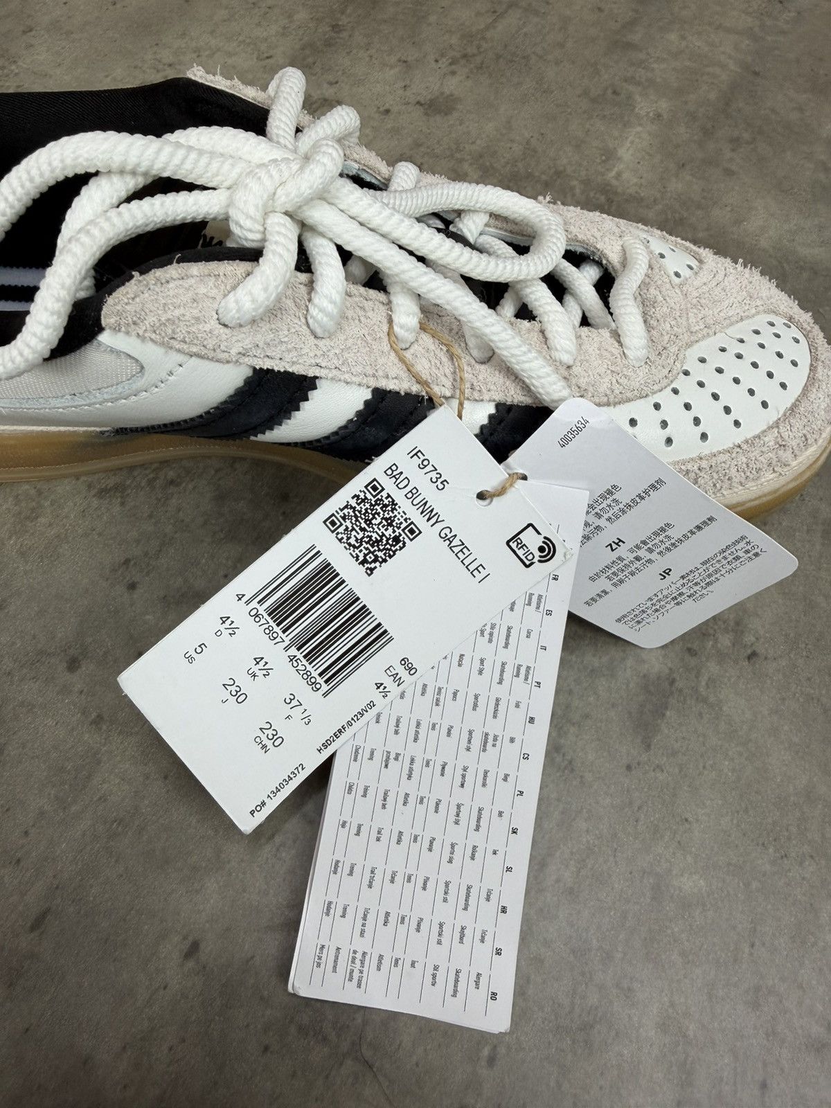 Adidas Bad Bunny x Adidas Gazelle Indoor Off White Sneakers 37 1/3 Size US 6.5 / IT 36.5 - 12 Thumbnail