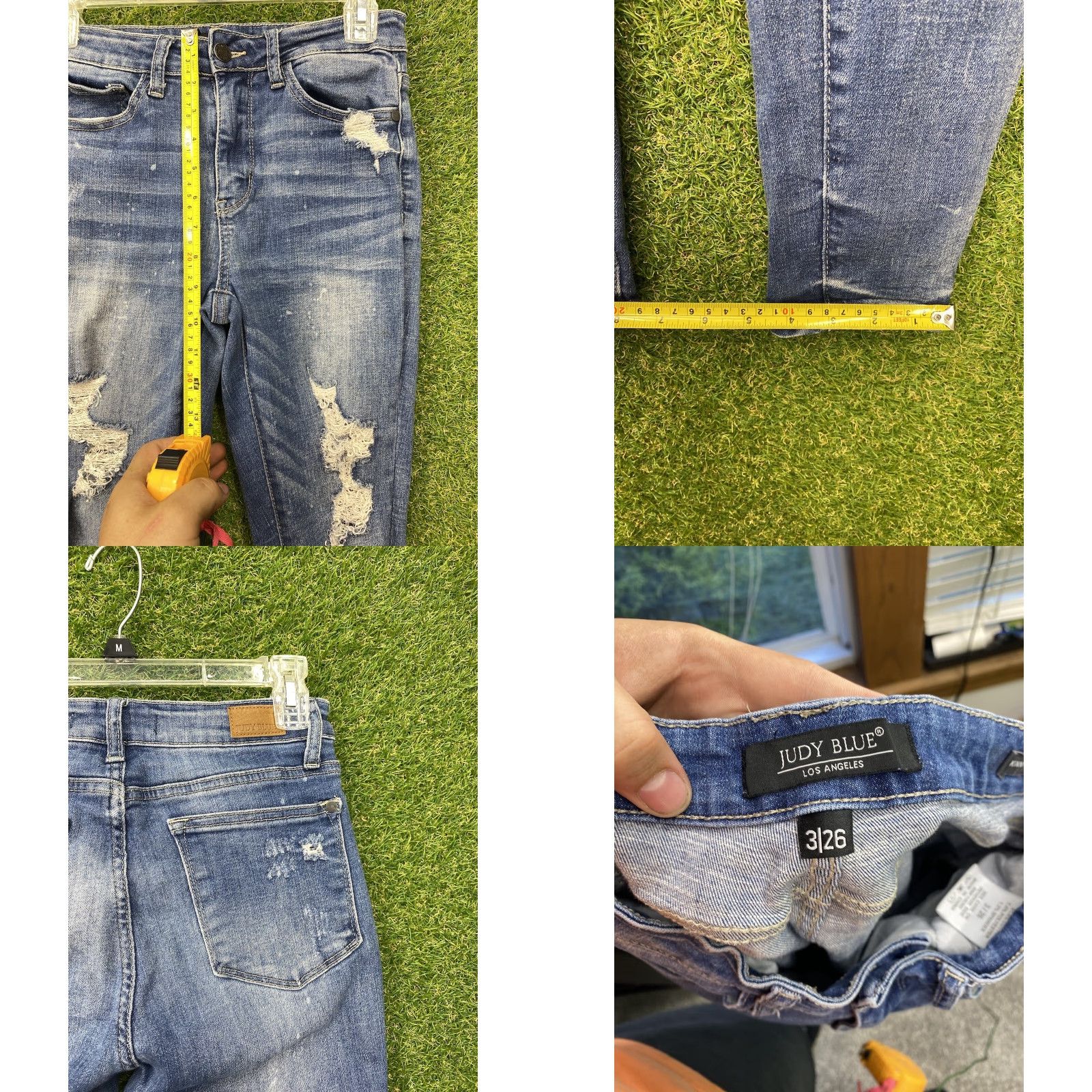 Vintage Judy Blue Jeans Womens Skinny 26x27 Mid Rise Medium Wash Distressed Stretch 26 Jeans Womens Size 26" / US 2 / IT 38 - 8 Thumbnail