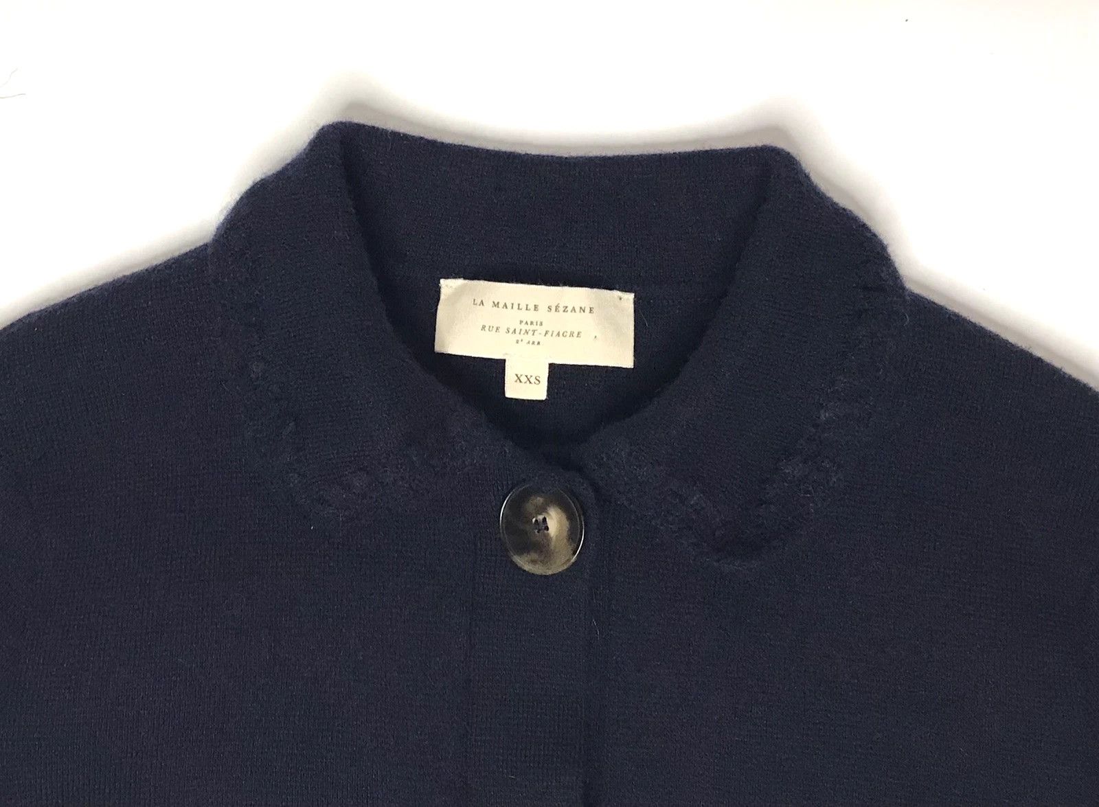 Sezane La Maille Sezane Betty Cardigan Merino Wool Sz Xss Blue Navy Size XXS / US 00 / IT 34 - 8 Thumbnail