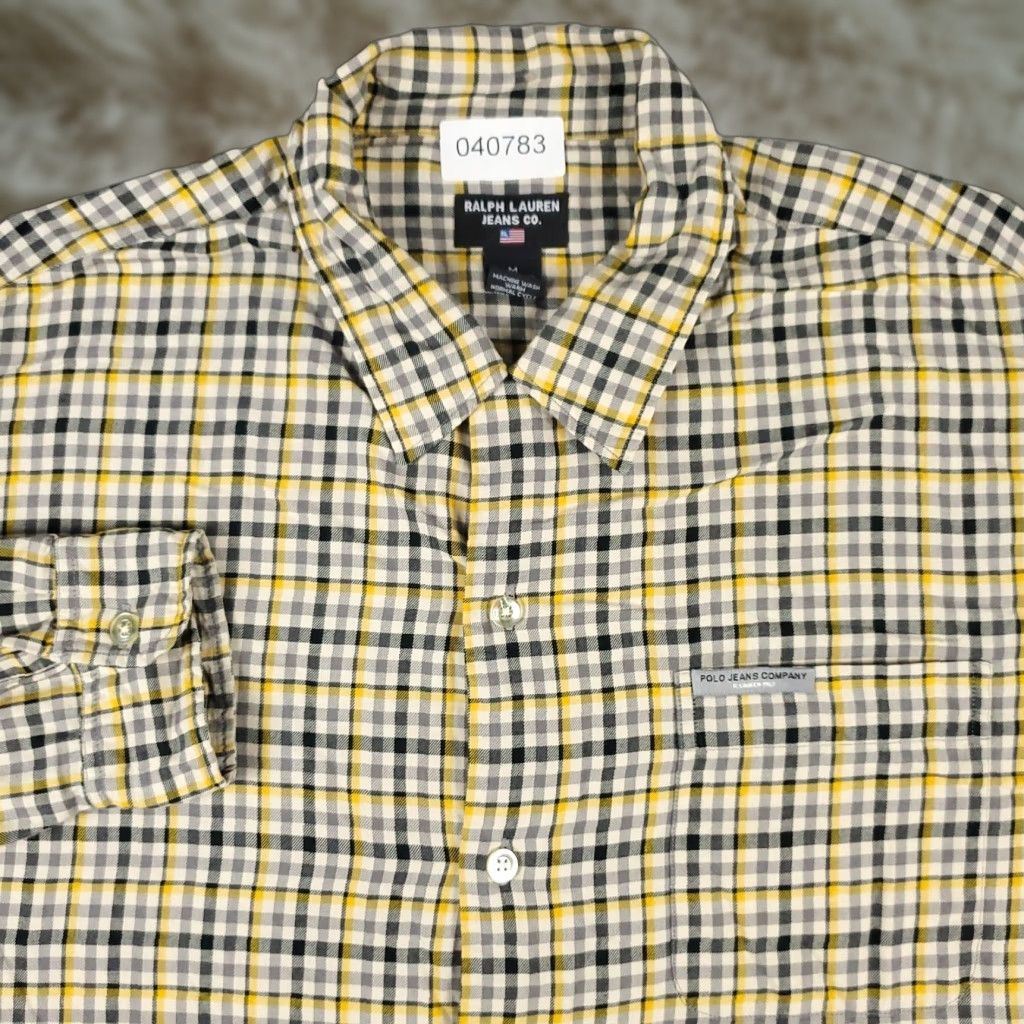 Ralph Lauren Ralph Lauren Shirt Button-Up Men’s Plaid Long Sleeve Button Collared Yellow Gray Color M Medium Classic Preppy American Modern Colorful Regular Size US M / EU 48-50 / 2 - 1 Thumbnail