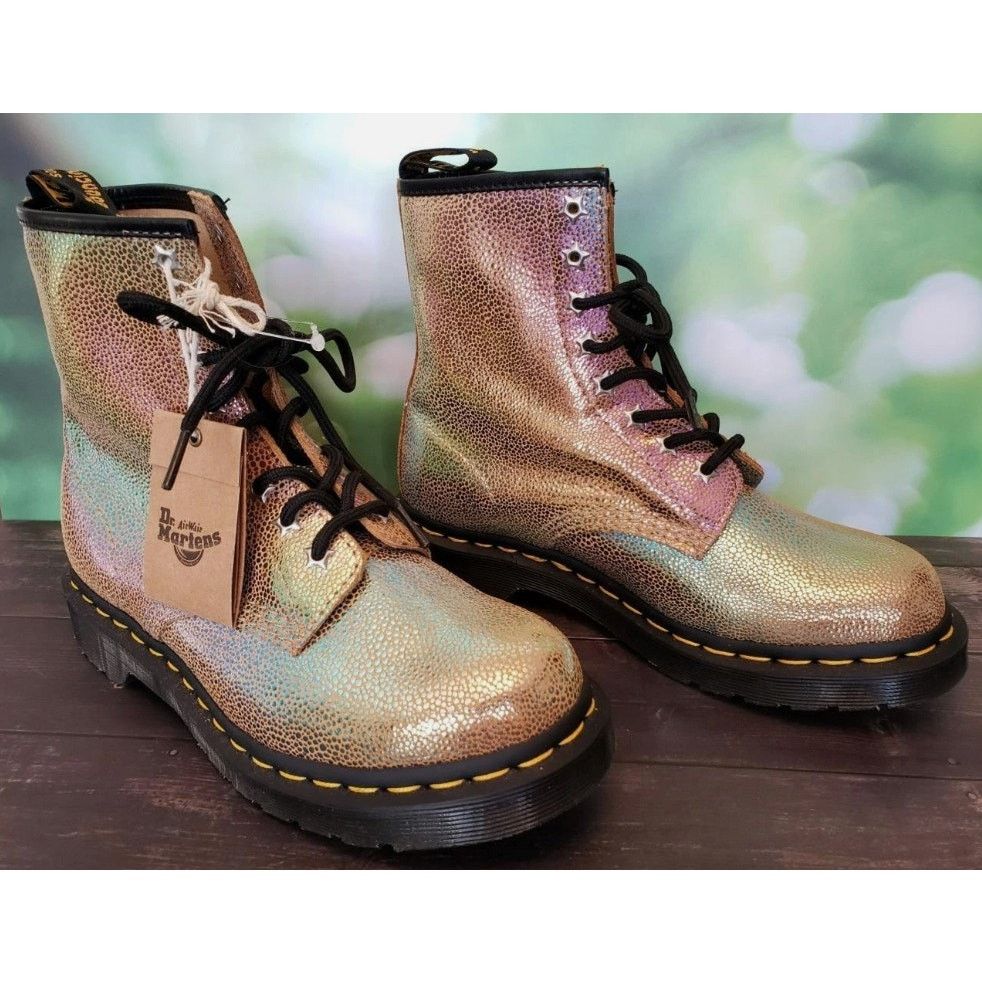 Dr. Martens Dr Doc Martens Rainbow Ray Gold Suede Leather 1460 Boots 6 Size US 6 / IT 36 - 1 Thumbnail