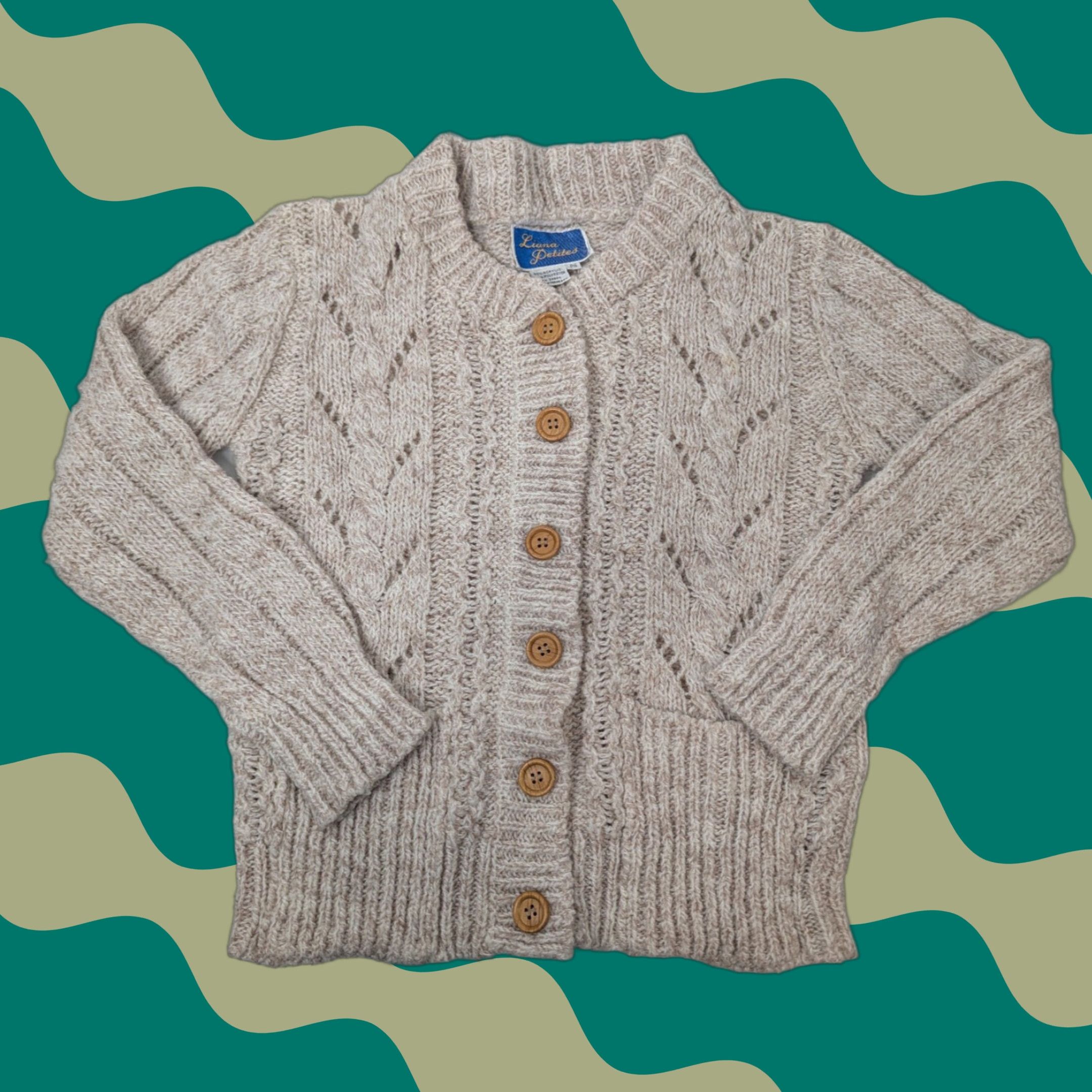 Vintage VINTAGE Liana Petites Women’s PS Cardigan Sweater Long Sleeve V-Neck Pockets Beige 80s 60s Retro Mens? Womens? Size S / US 4 / IT 40 - 1 Thumbnail
