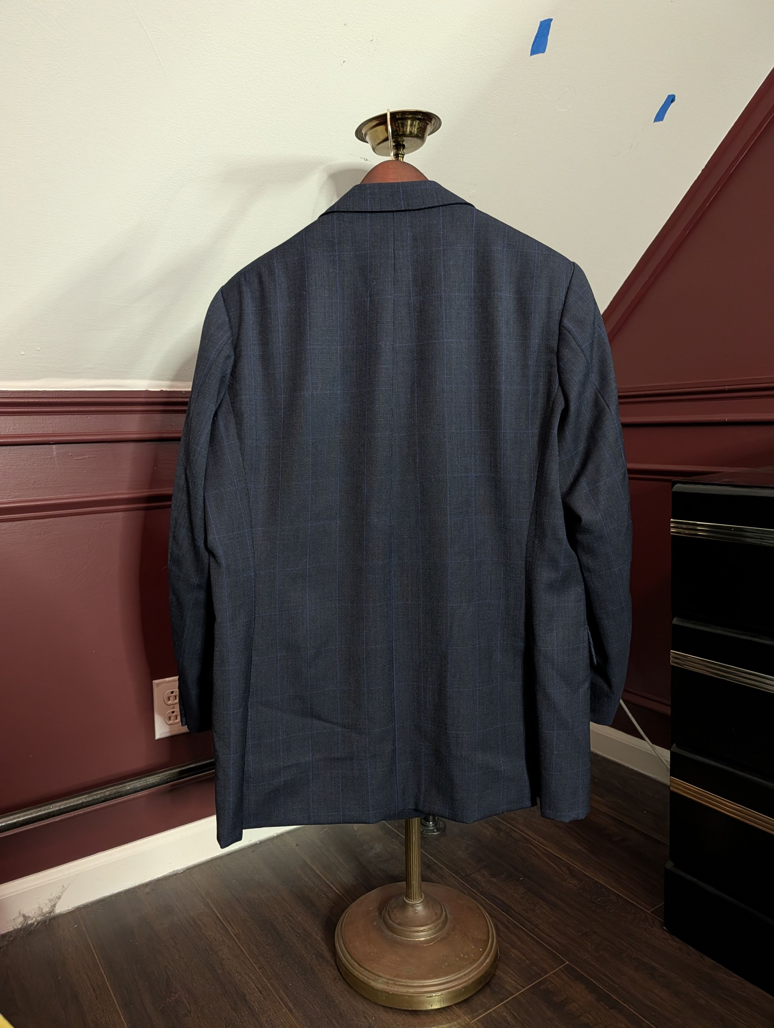 Bespoken NAURA Paris bespoke navy check double breasted jacket Size 44R - 8 Thumbnail