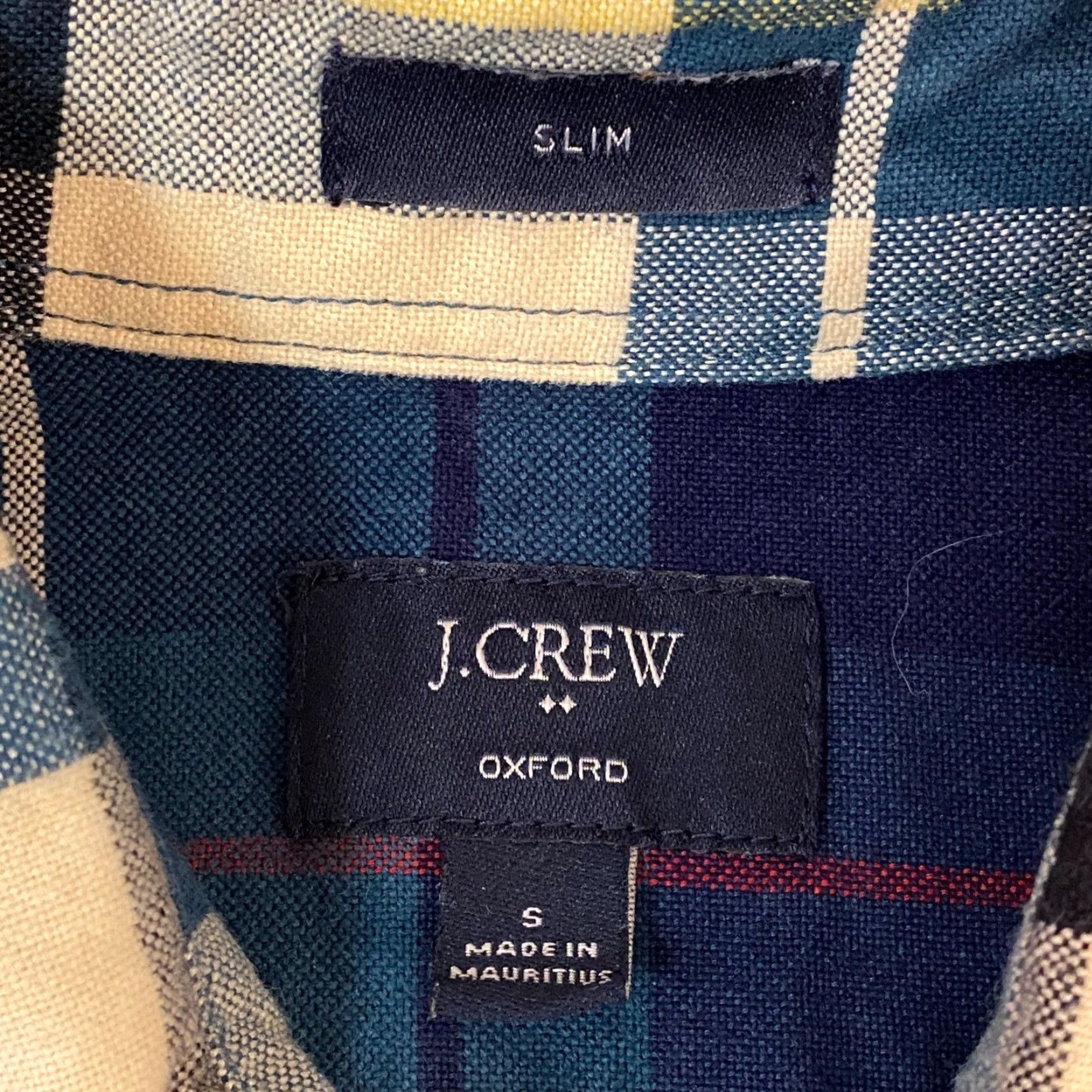 J.Crew J.CREW Oxford Shirt Mens Small Slim Fit Plaid Button-Down Blue Green Cotton Size US S / EU 44-46 / 1 - 3 Thumbnail