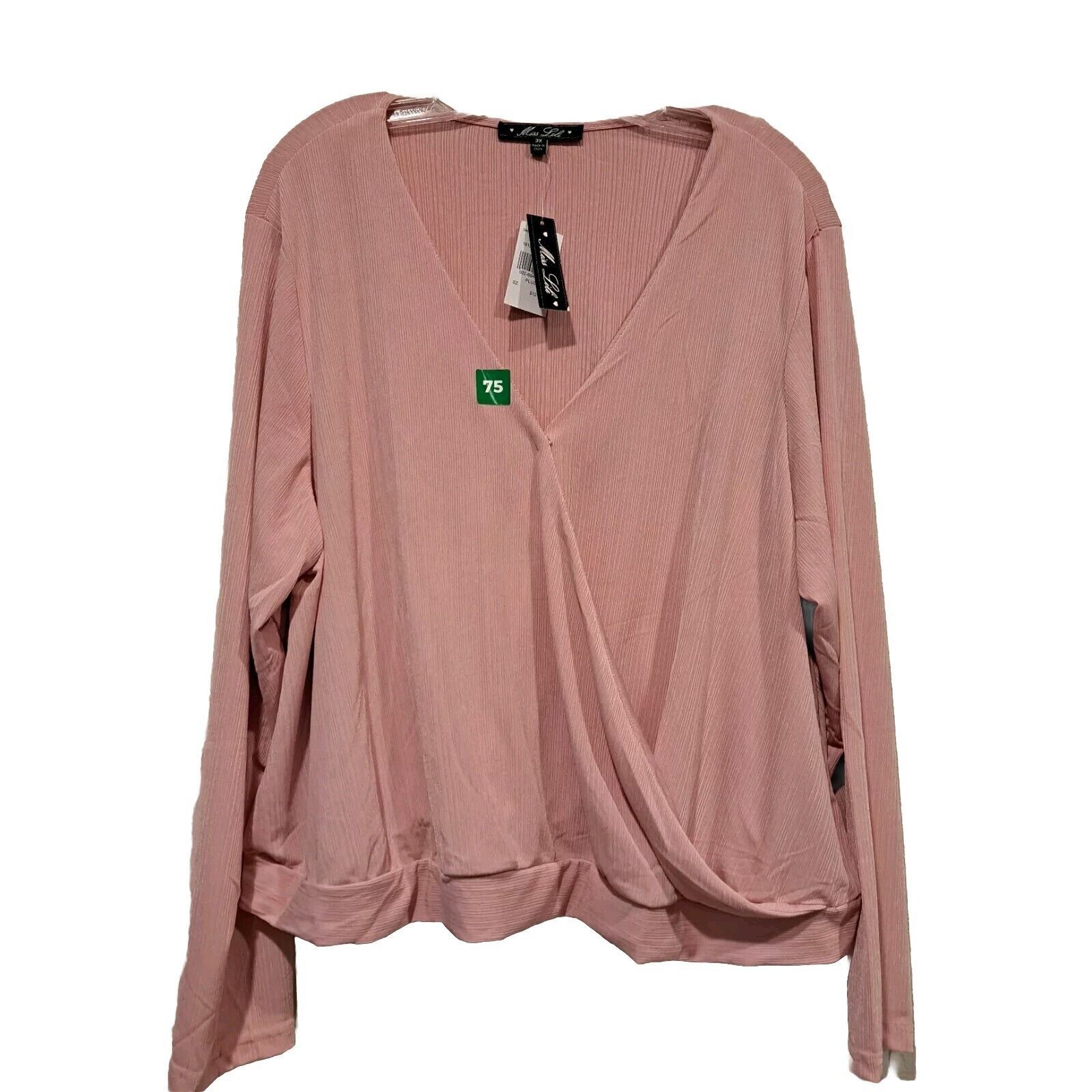 Other Miss Lili Pale Pink Wrap Top Blouse Snap Ribbed Plus Size 3X Size 3XL / US 20-22 - 1 Thumbnail