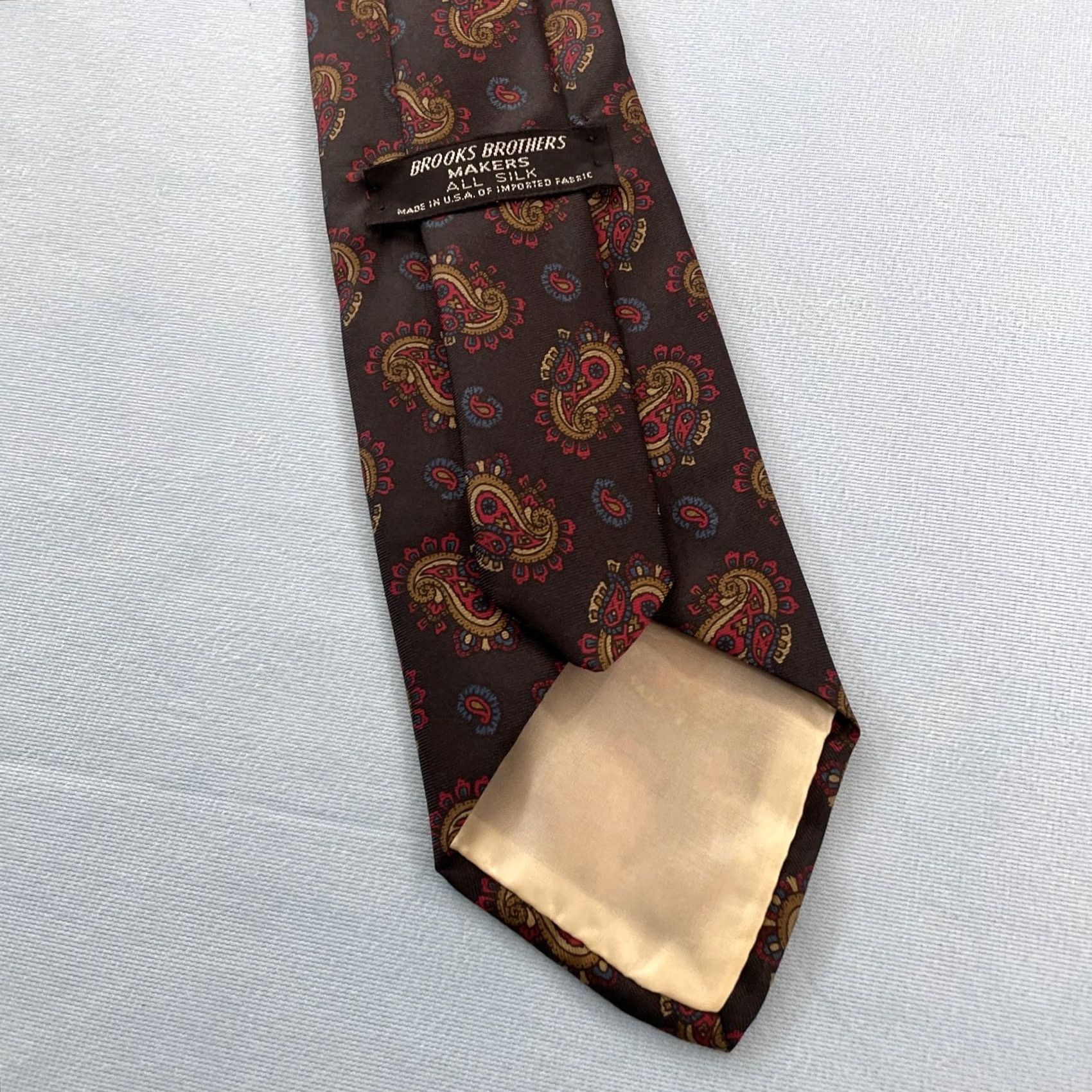 Brooks Brothers VTG Brooks Brothers Makers Silk Tie Deco Teardrop Paisley Black Bronze 1960s USA Mens Neckwear 60" 3.2" Wide Paisley Size ONE SIZE - 5 Thumbnail
