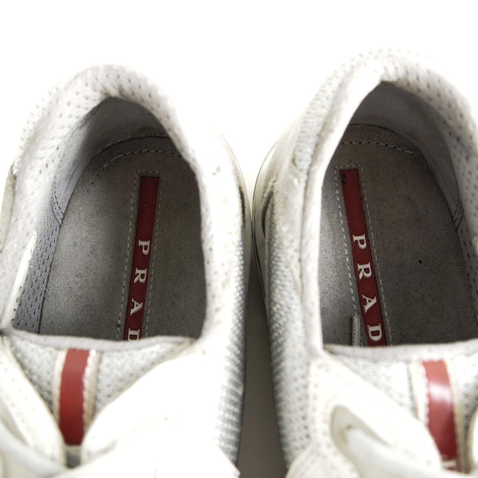Prada Prada Americas Cup Sneakers Gray Leather Mesh EU 37 US 7 Size US 7 / IT 37 - 8 Thumbnail