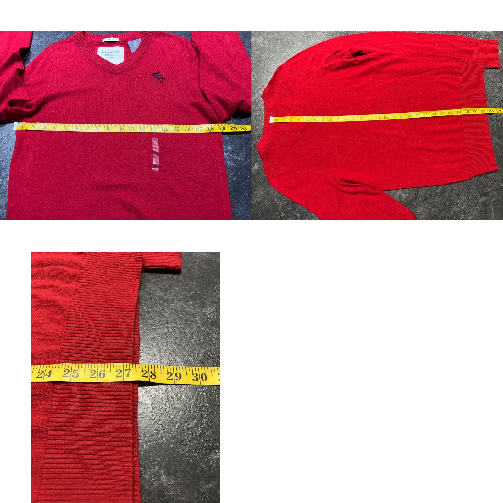 Abercrombie & Fitch Abercrombie & Fitch Sweater Men’s Medium M Muscle Red V-neck Size US M / EU 48-50 / 2 - 8 Thumbnail