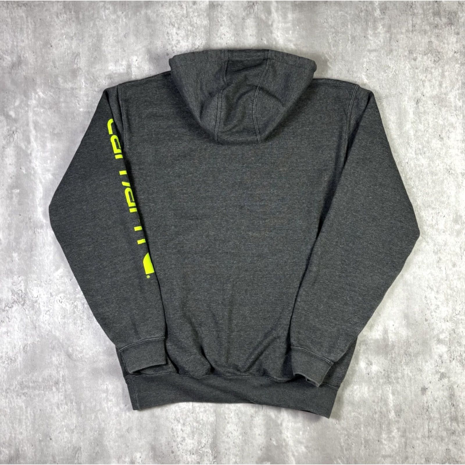Carhartt Carhartt Mens Hoodie Small Dark Gray Spellout Sleeve Loose Fit Pullover Workwear Size US S / EU 44-46 / 1 - 2 Thumbnail