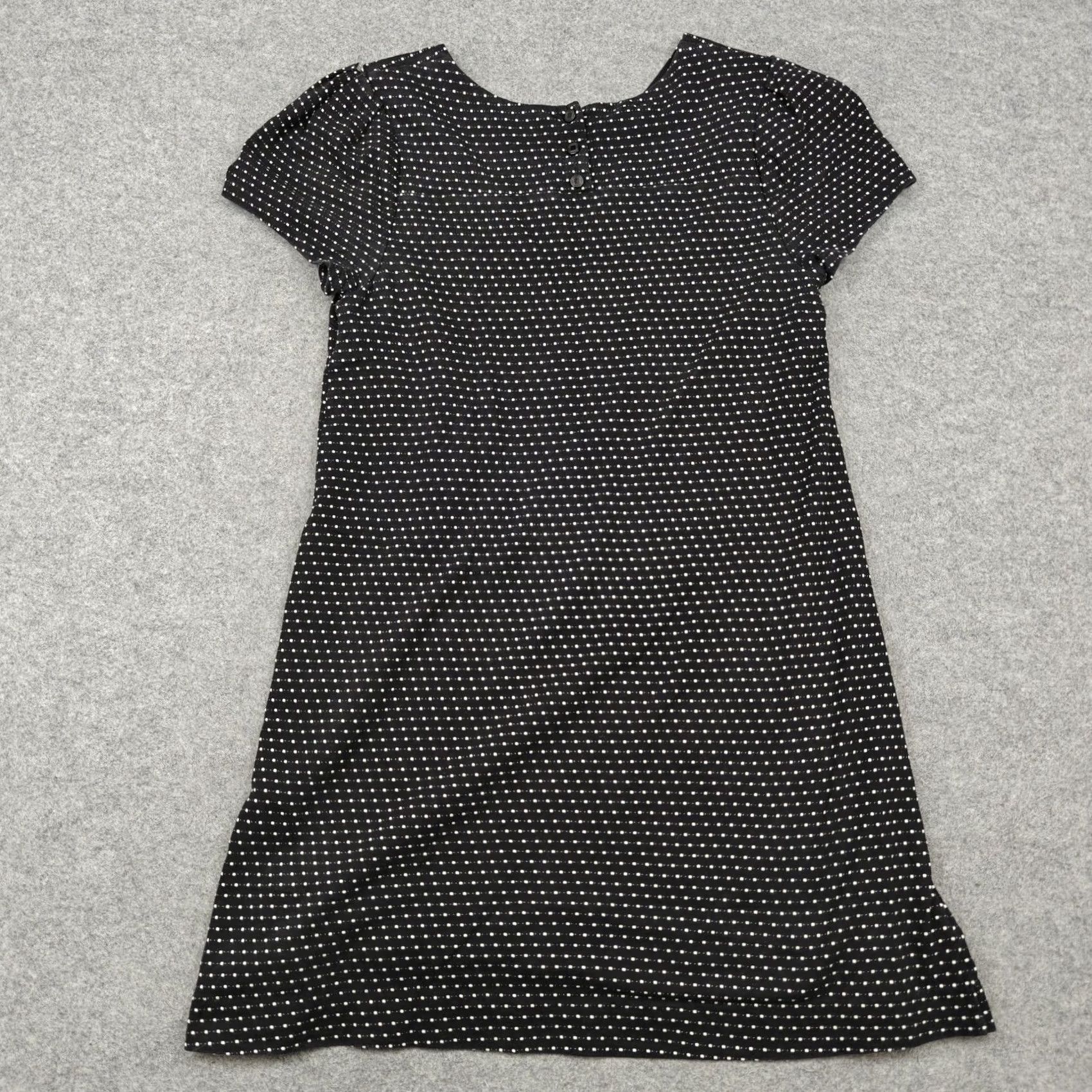 Vintage Maeve Anthropologie Dress Womens M Black Polka Dot Knit Shift Short Sleeve Mini Size 32" / US 10 / IT 46 - 6 Thumbnail