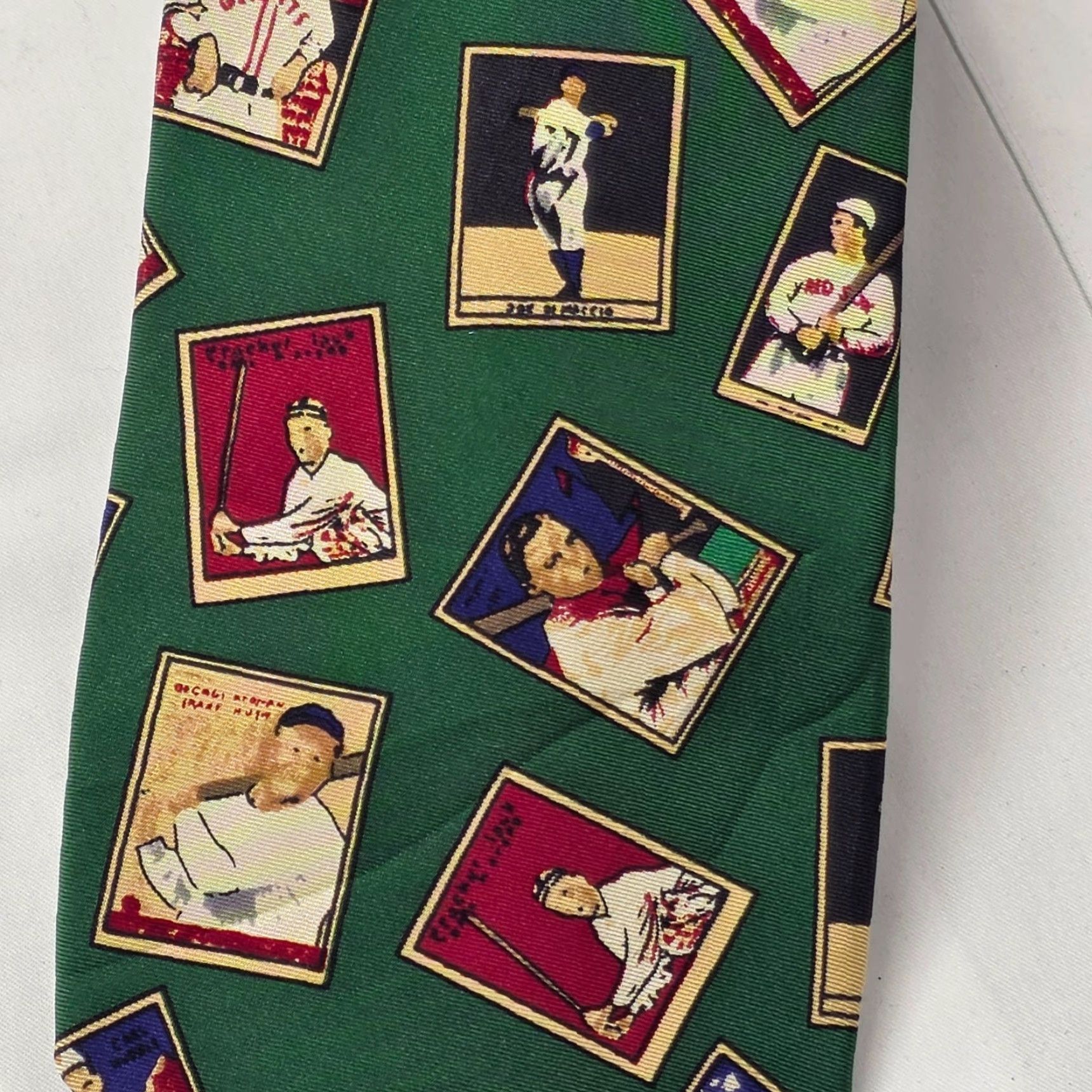Robert Talbott VTG Robert Talbott Necktie Mens Green Baseball Theme 100% Silk tie Made In USA Size ONE SIZE - 2 Thumbnail