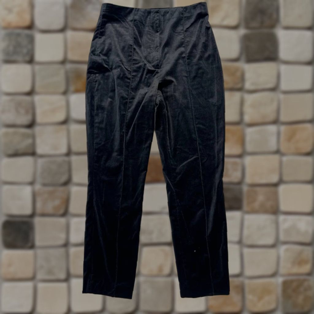 Diane von Furstenberg Diane von Furstenberg Black Cotton Stretch Trouser Pants Women's 12 High Rise Signature Regular Size 34" / US 12 / IT 48 - 1 Thumbnail