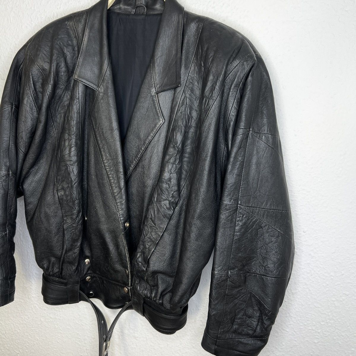 Vera Pelle × Vintage Vintage Leather Jacket Biker Ramones Black Genuine Trucker Size US M / EU 48-50 / 2 - 3 Thumbnail