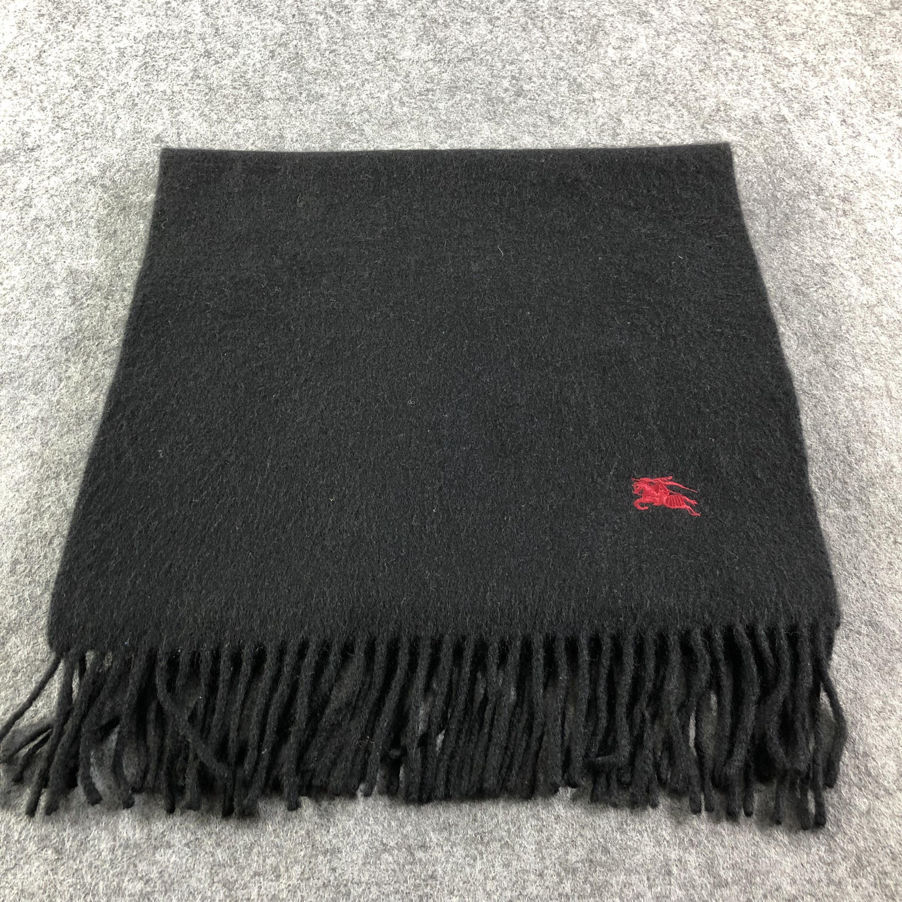 Burberry Burberrys Plain Black Cashmere Scarf Muffler V1609 Size ONE SIZE - 2 Thumbnail