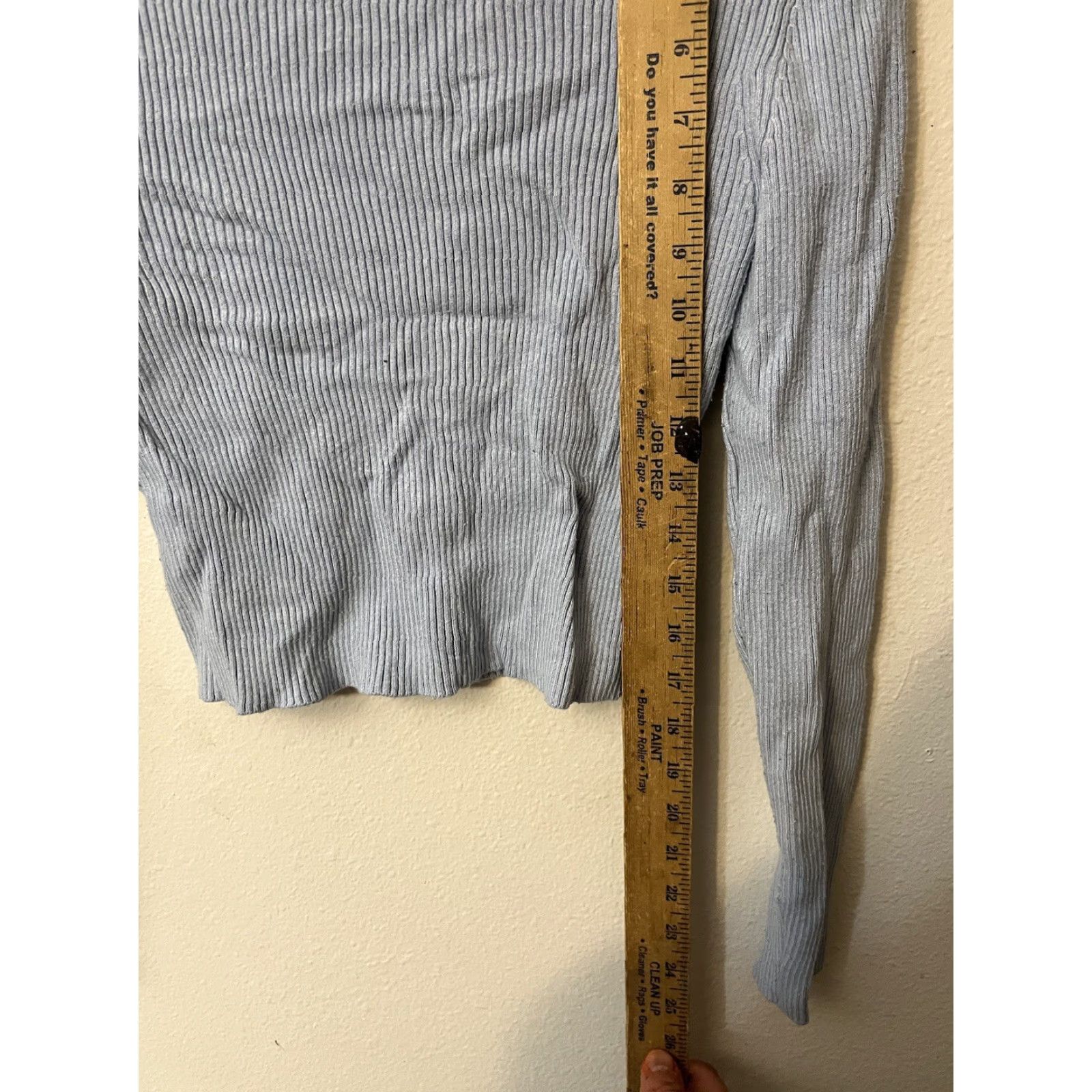 H&M H&M Shirt Women M Blue Ribbed Long Sleeve Square Sweetheart Neck Fitted Size M / US 6-8 / IT 42-44 - 4 Thumbnail