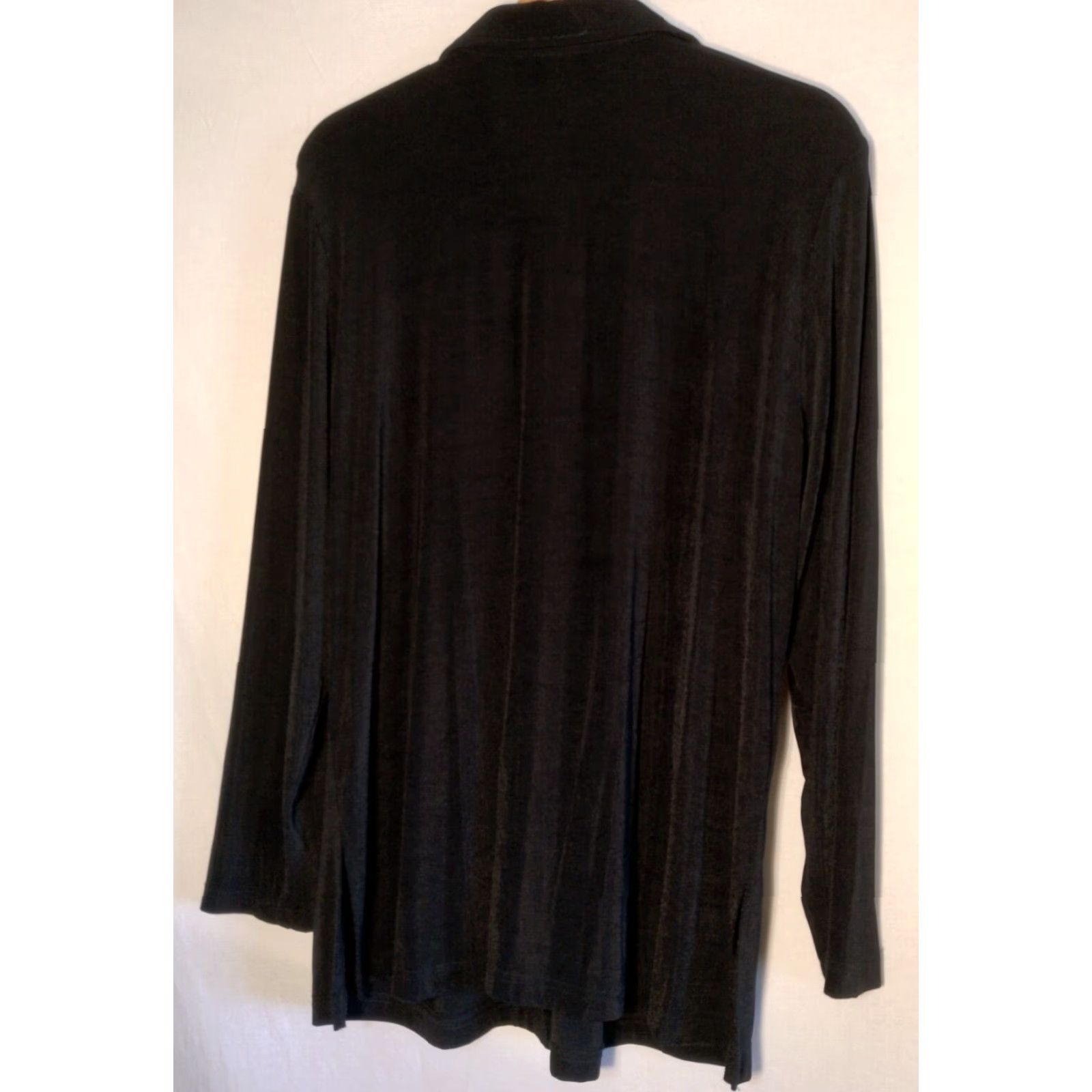 Vintage VINTAGE All That Jazz Blouse Shirt 16 Women Black Nylon Spandex Button Up Collared Lagenlook Gothic Witchy Size XXL / US 16-18 / IT 52-54 - 2 Thumbnail