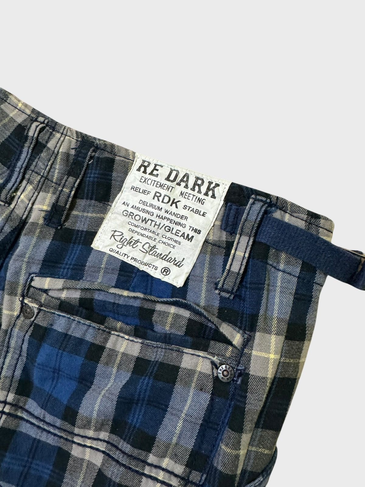 Japanese Brand VINTAGE RE DARK PLAID BLUE TARTAN PLAID PUNK DRAWSTRING PANT Size US 27 - 12 Thumbnail