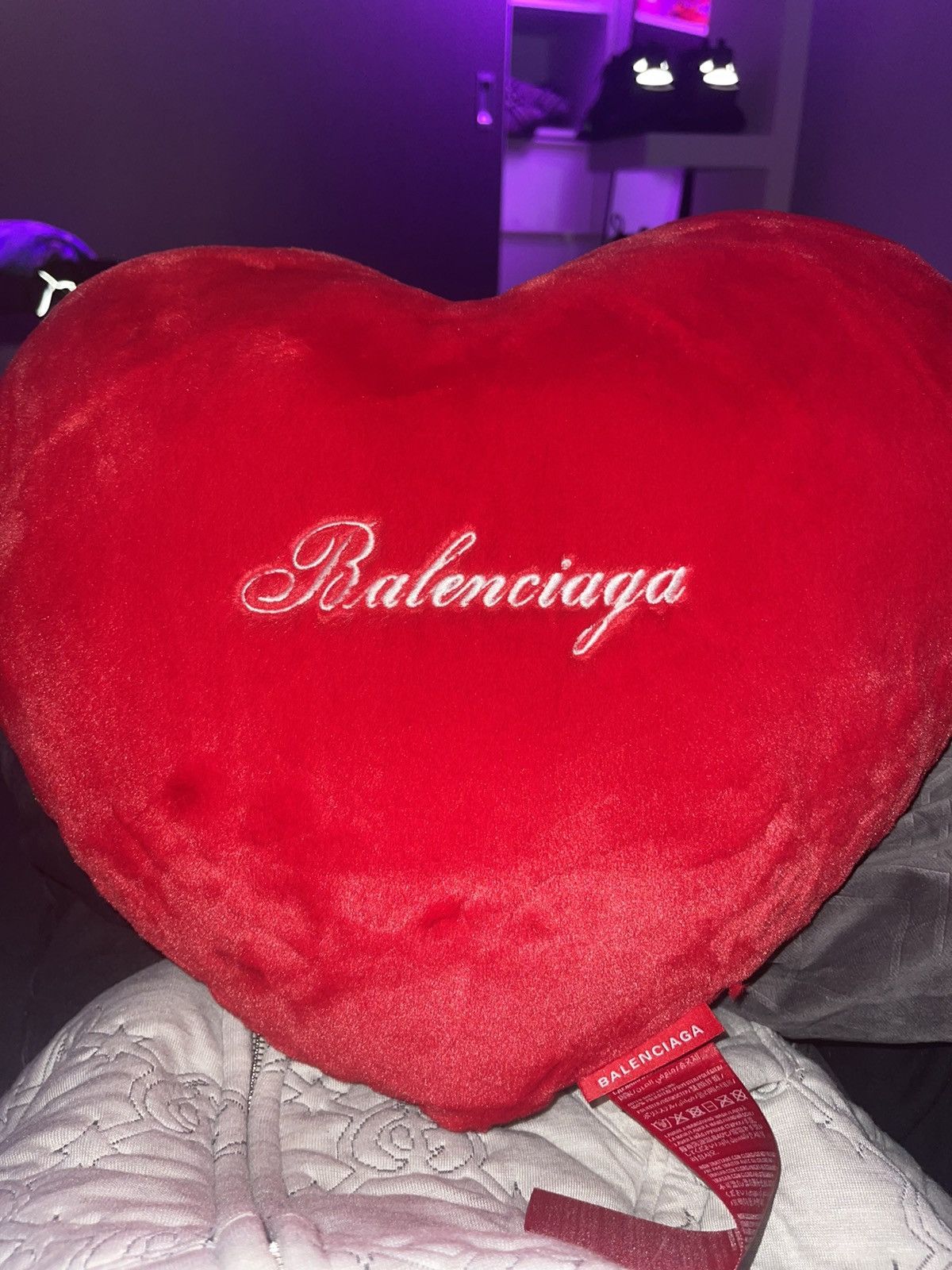 image of Balenciaga Chinese Valentines Day Heart Pillow in Red, Men's