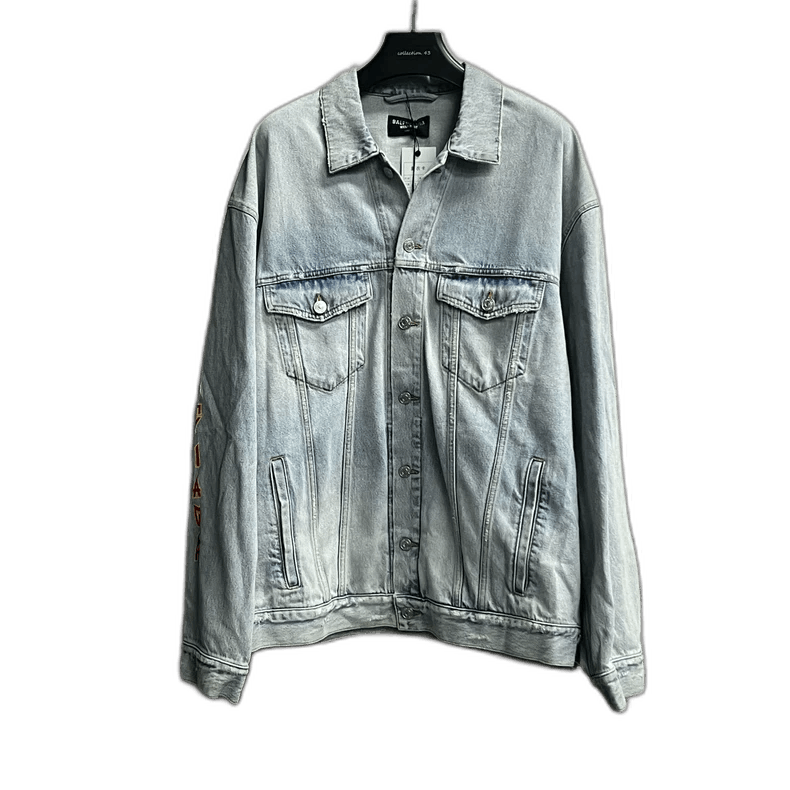 Balenciaga Blue Logo Graphic Denim Jacket Size US S / EU 44-46 / 1 - 1 Thumbnail