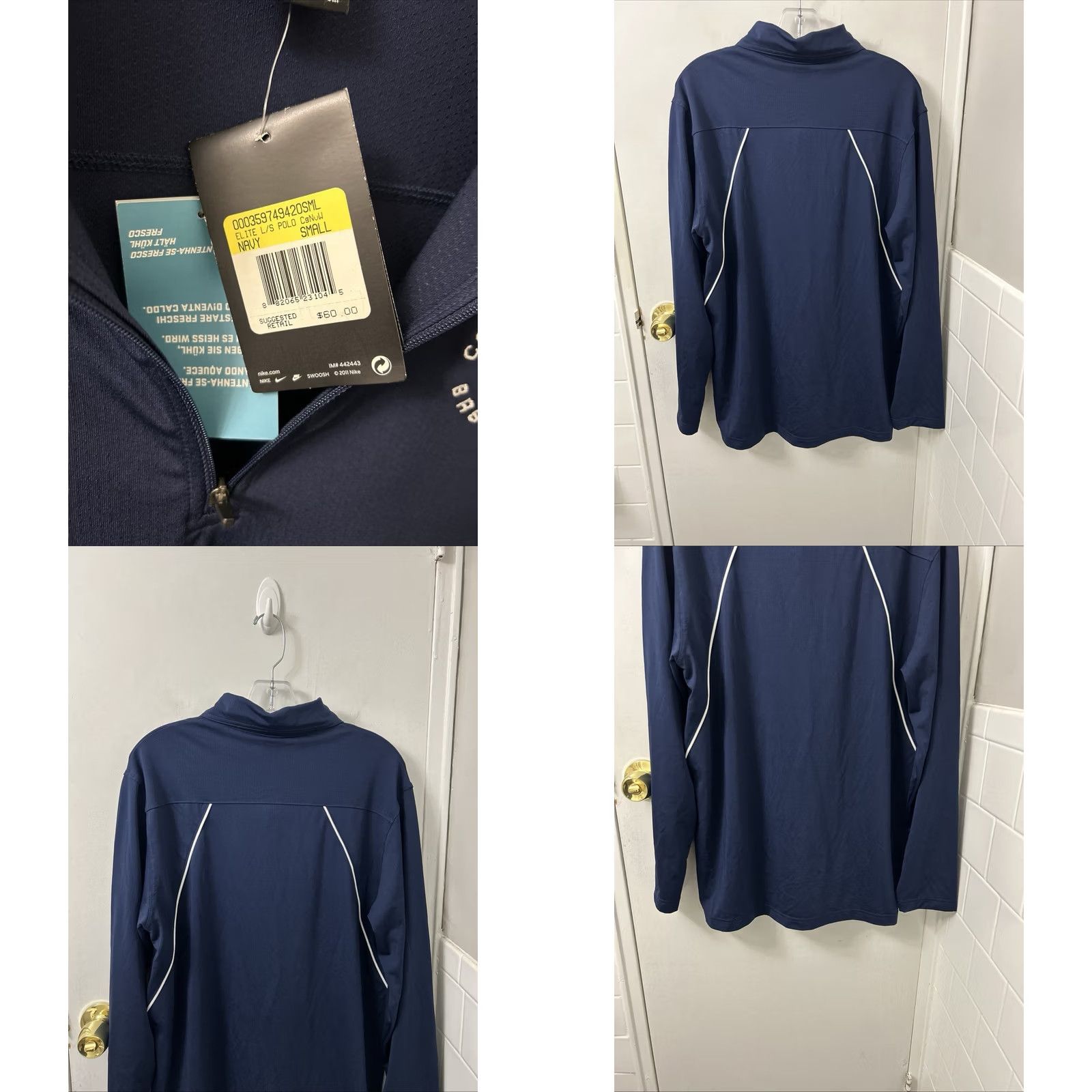Nike Nike Dri-FIT Elite Long Sleeve Polo Mens S Navy Connecticut UConn 1/4 Zip NWT Size US S / EU 44-46 / 1 - 8 Thumbnail