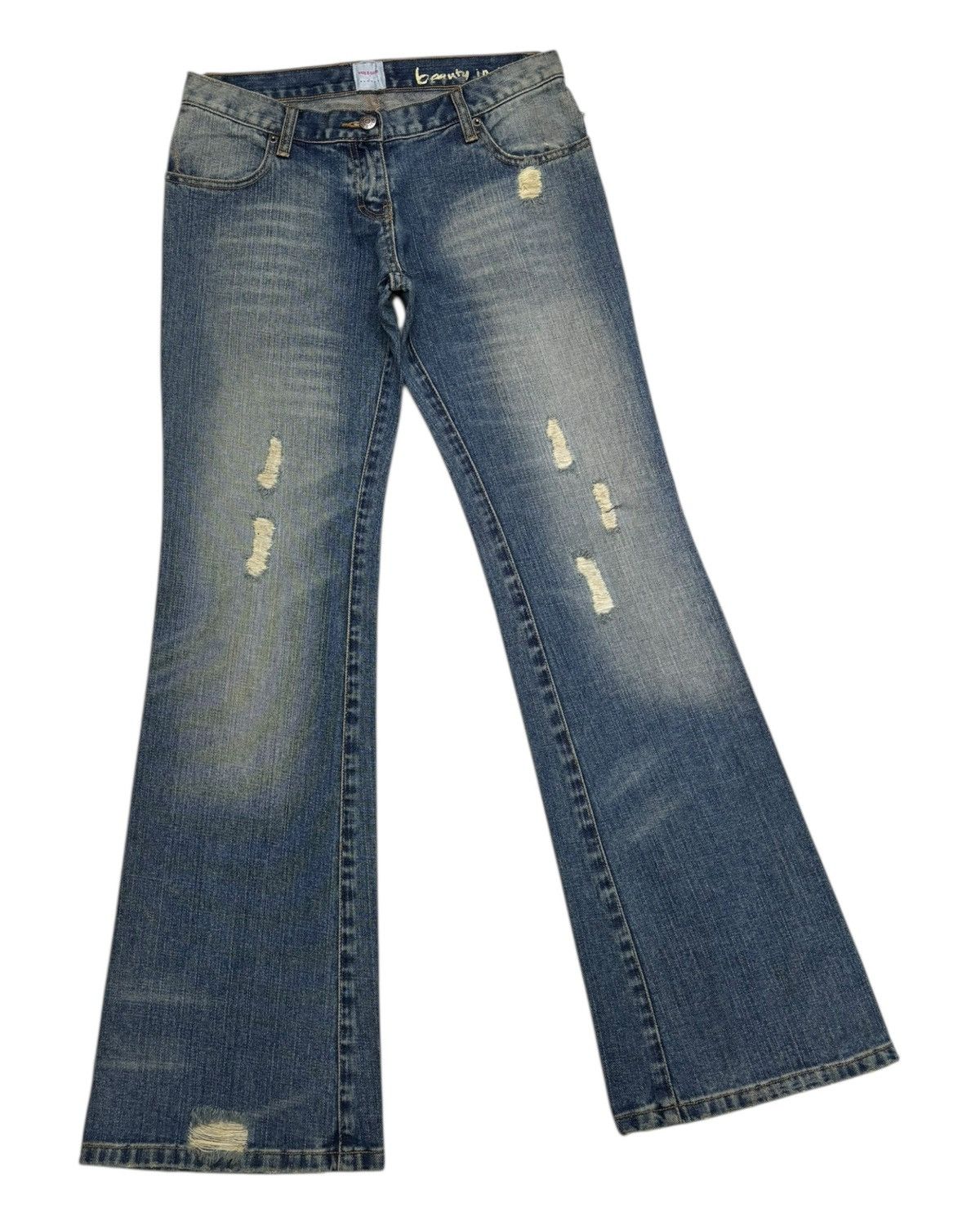 If Six Was Nine × Japanese Brand Flare Jeans Sass & Bide Sydney Distressed Flare Denim Jeans Size 30" / US 8 / IT 44 - 4 Thumbnail