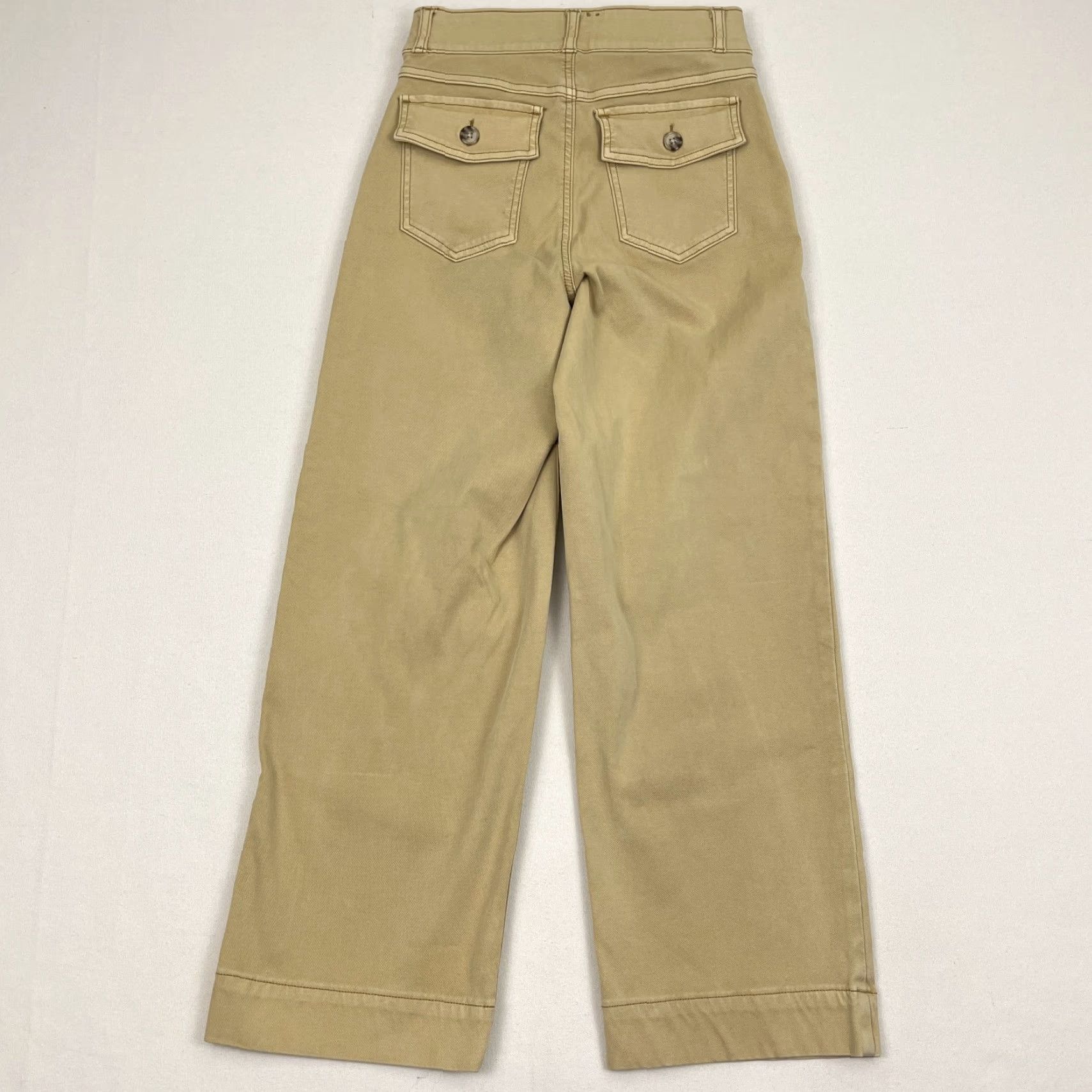 Spanx Spanx Pants Womens S W26 L26 Khaki Brown Stretch Twill 20312 Cropped Wide Leg Size 28" / US 6 / IT 42 - 2 Thumbnail