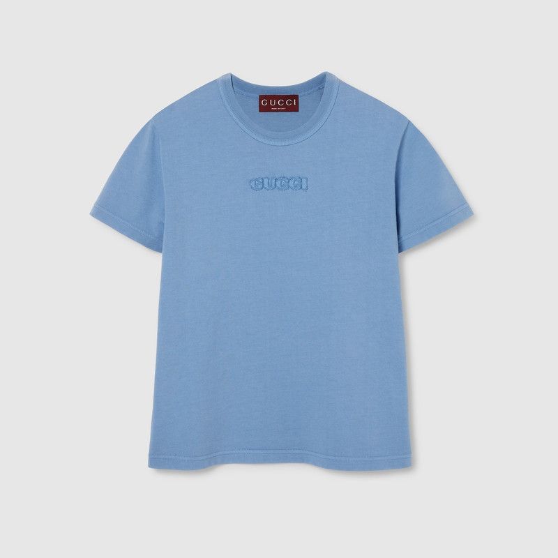 Gucci o1la5ras0526 Embroidered Cotton Jersey Short Sleeve T-Shirt Size S / US 4 / IT 40 - 1 Thumbnail