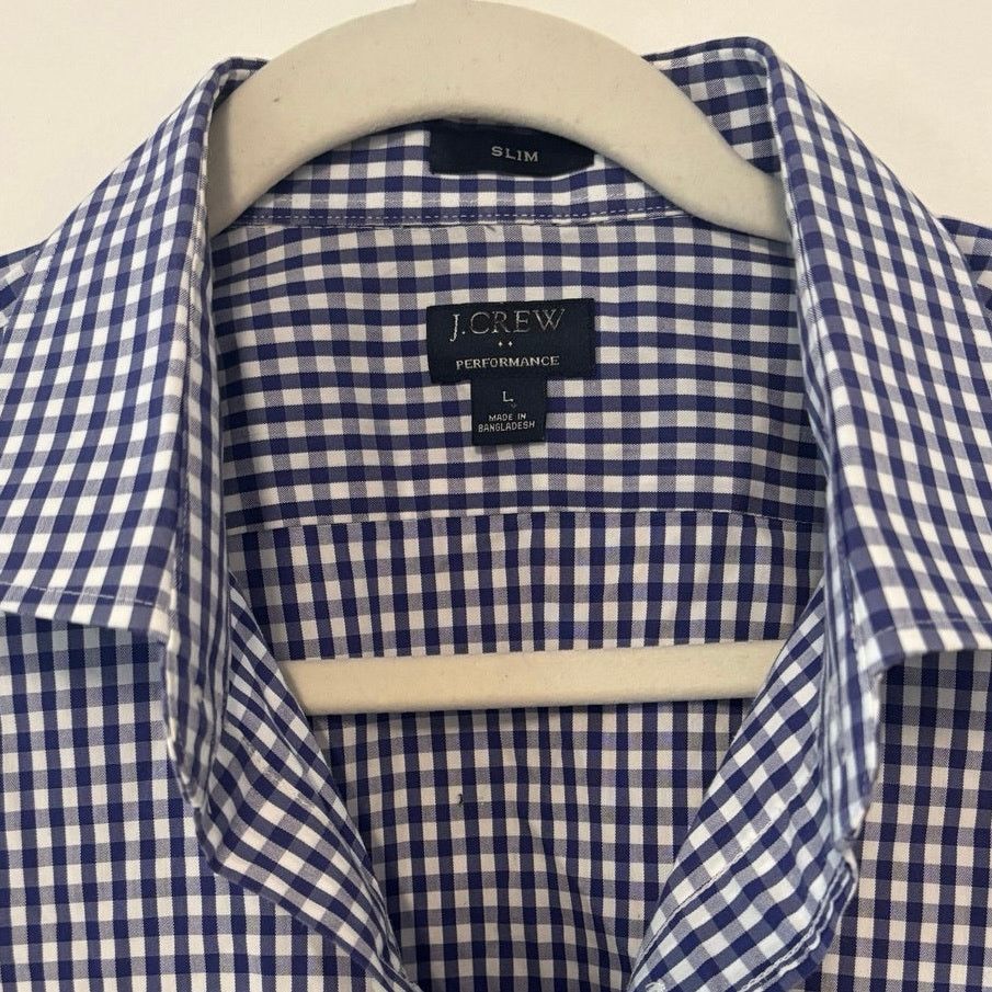 J.Crew NWOT J.Crew Slim Cotton Poplin Gingham Shirt Blue Size L Size US L / EU 52-54 / 3 - 3 Thumbnail