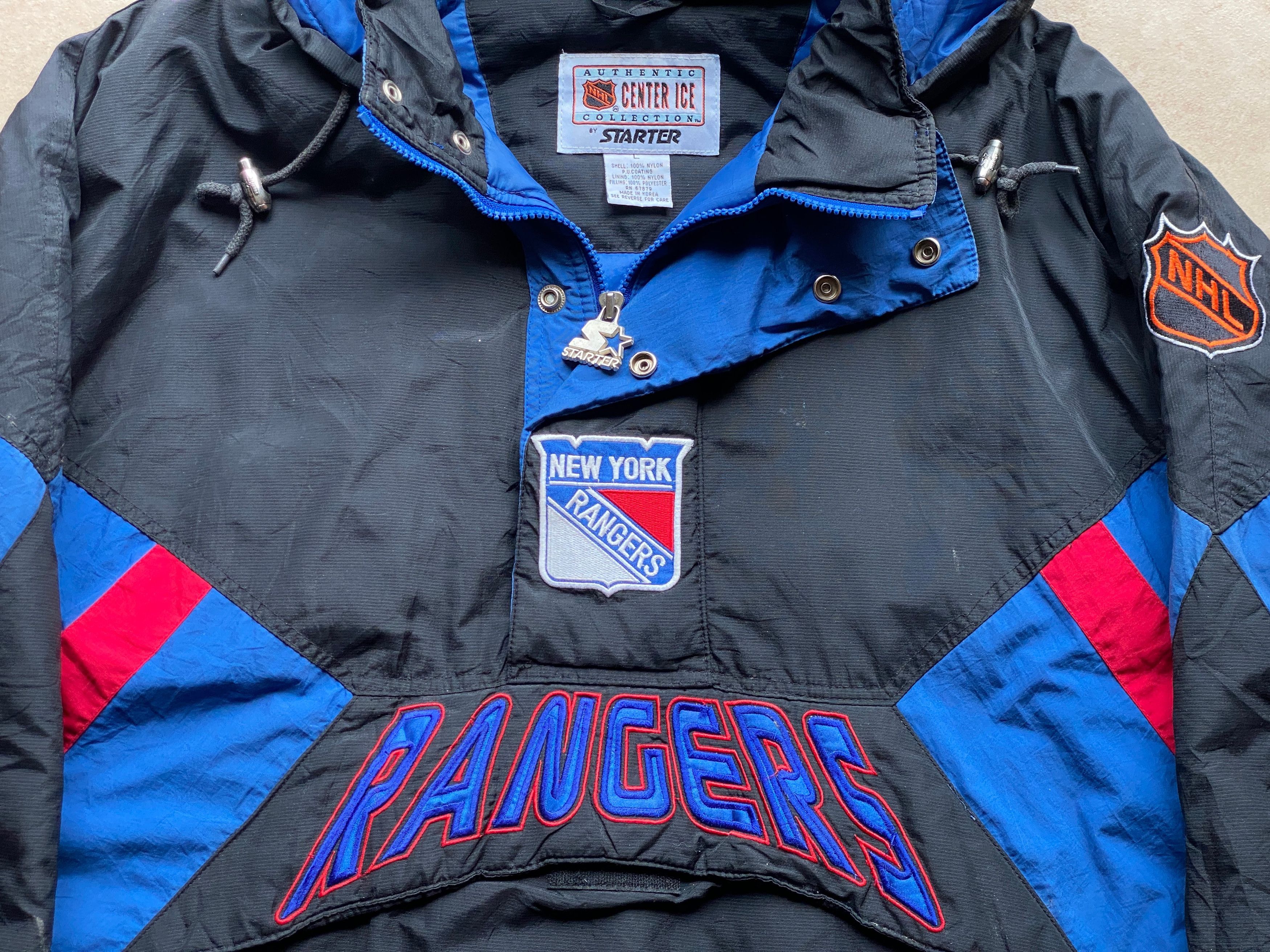 Starter NY Rangers 90s STARTER puffer 1/2 Pullover L blk hockey vtg Size US L / EU 52-54 / 3 - 3 Thumbnail