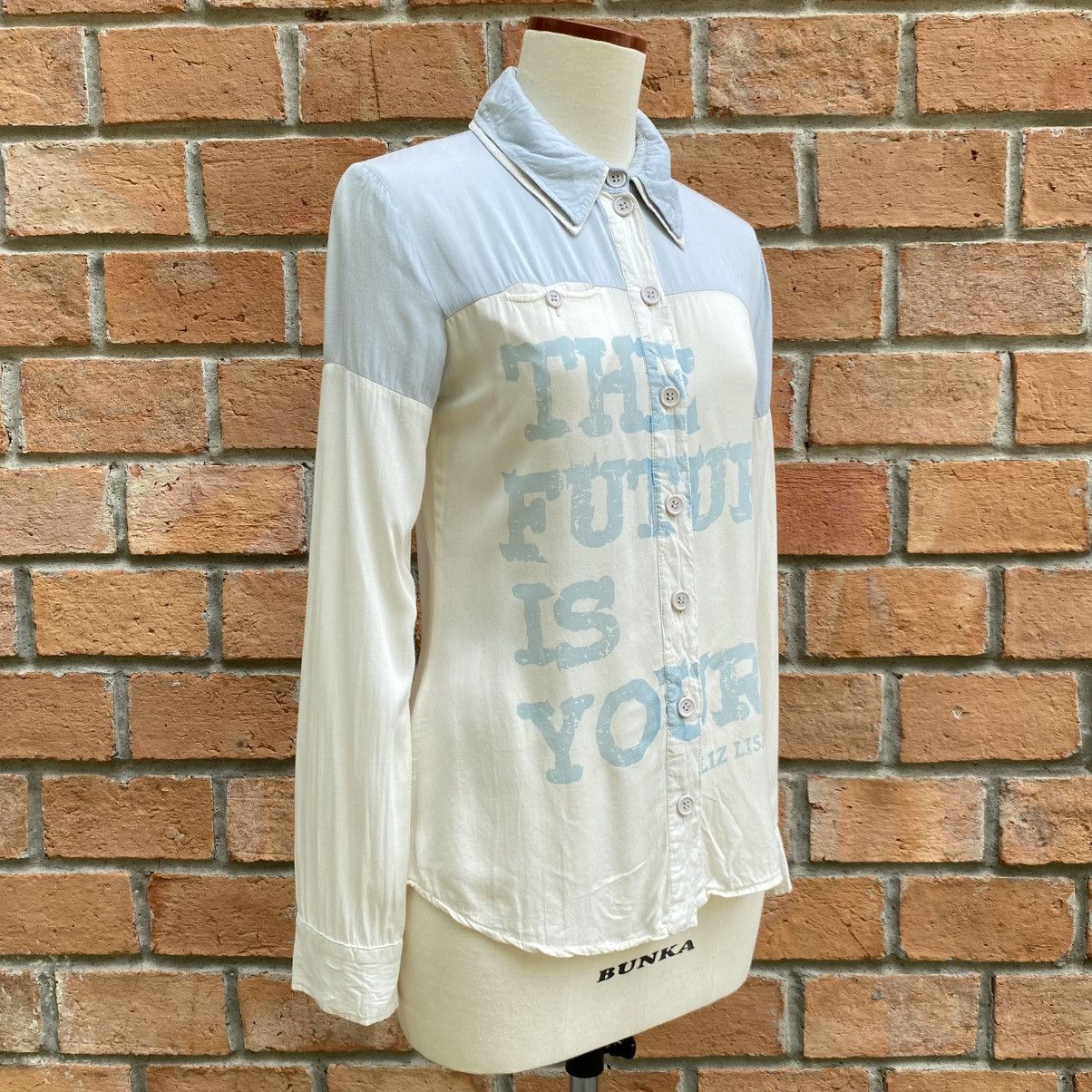 LIZ LISA LIZ LISA Light Blue and White Long-Sleeve Graphic Shirt Size M / US 6-8 / IT 42-44 - 3 Thumbnail