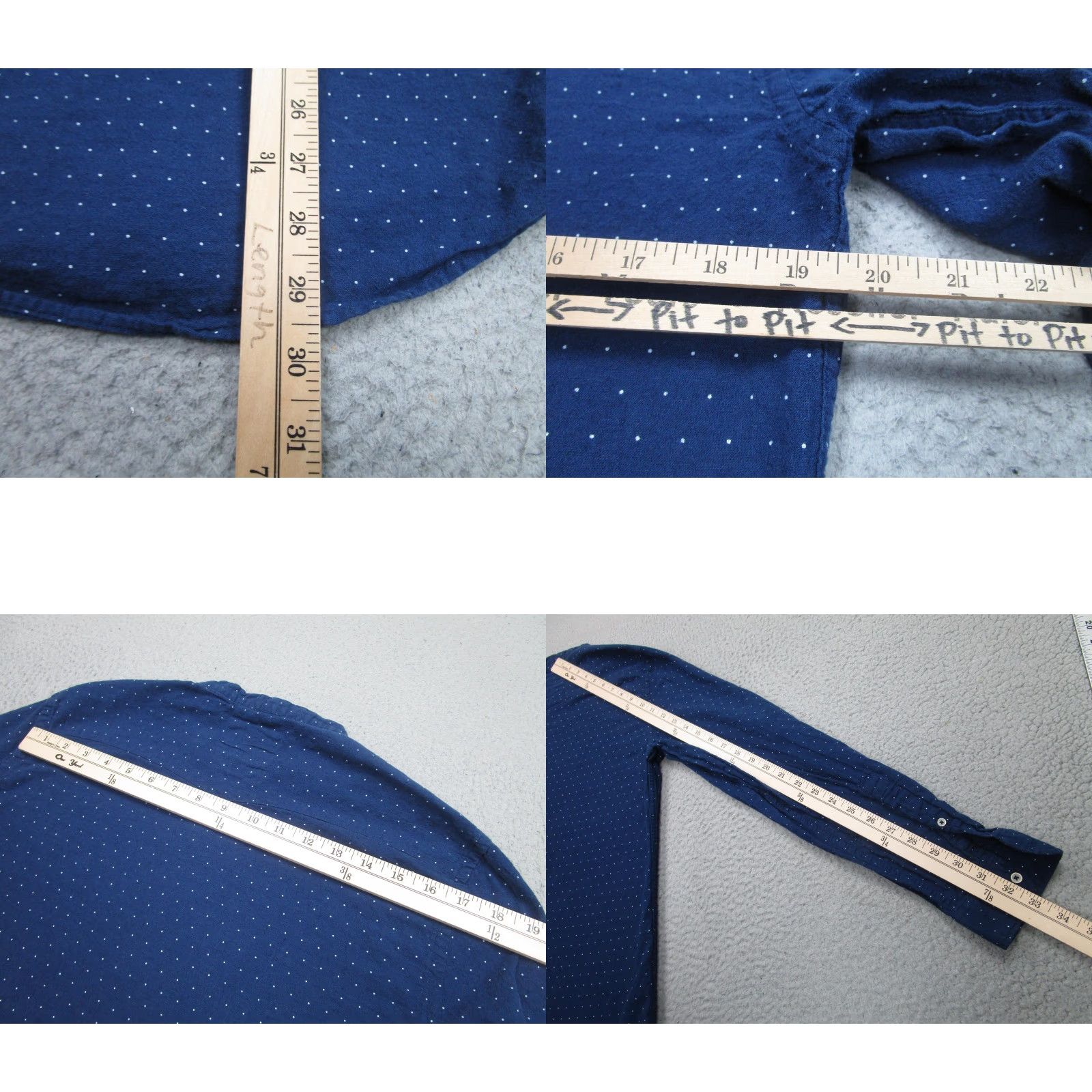 Zara Zara Shirt Mens Medium Blue Dot Relaxed Fit Cotton Linen Band Collar Casual Size US M / EU 48-50 / 2 - 8 Thumbnail