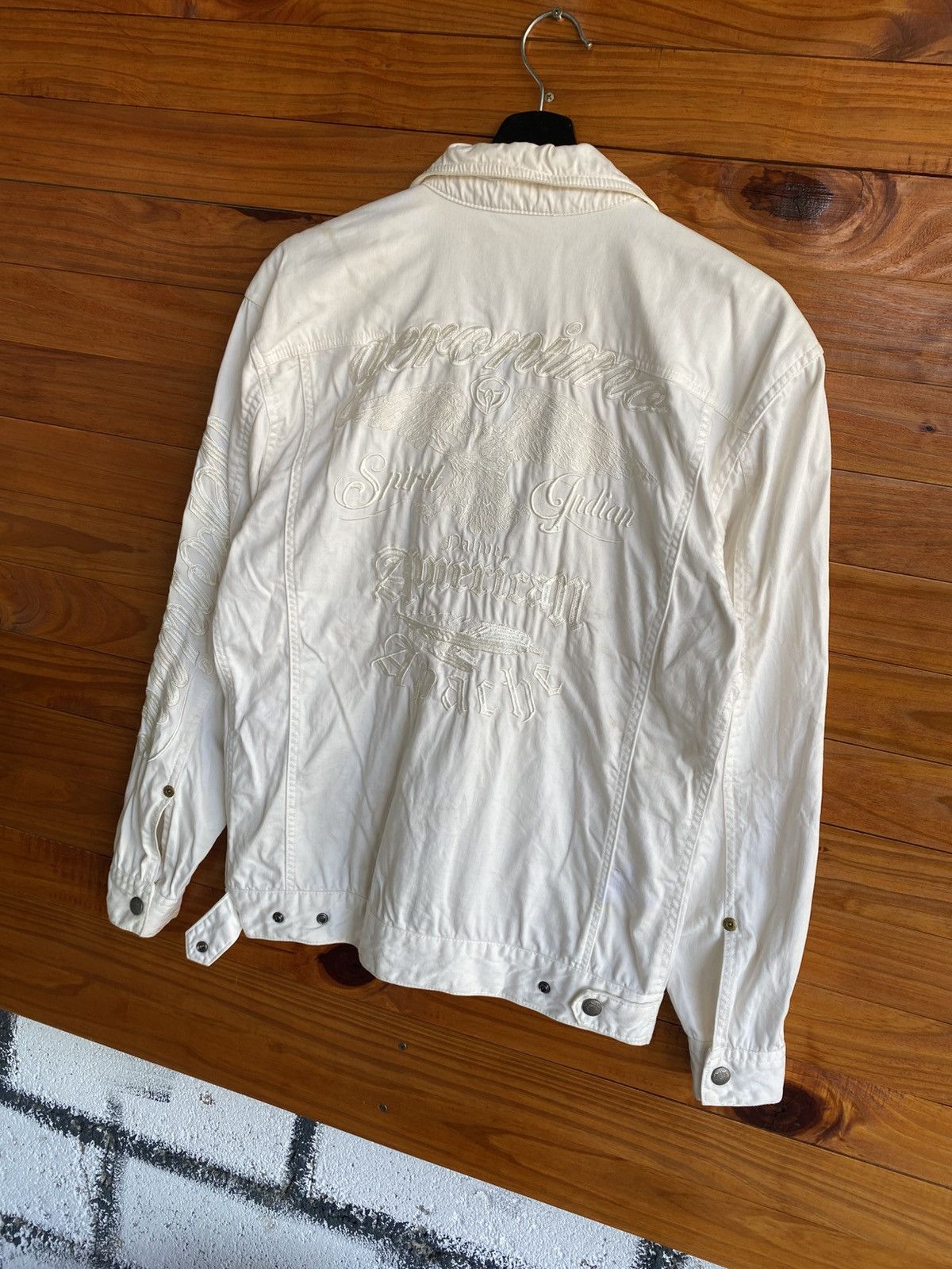 Japanese Brand Vintage Geronimo Chief U.S.A. White Embroidered Jacket Nativ Size US S / EU 44-46 / 1 - 11 Thumbnail