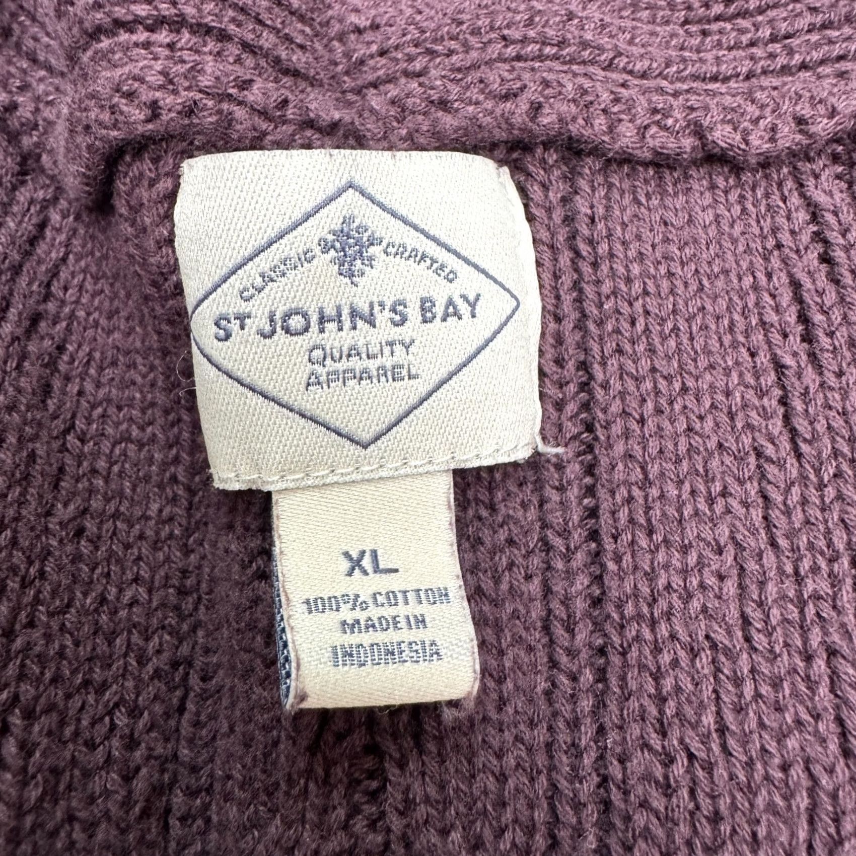 Vintage St. Johns' Bay Cotton Cardigna Sweater Womens XL Deep Purple Cable Knit Shawl Cardigan Knit All Seasons Casual Size XL / US 12-14 / IT 48-50 - 4 Thumbnail