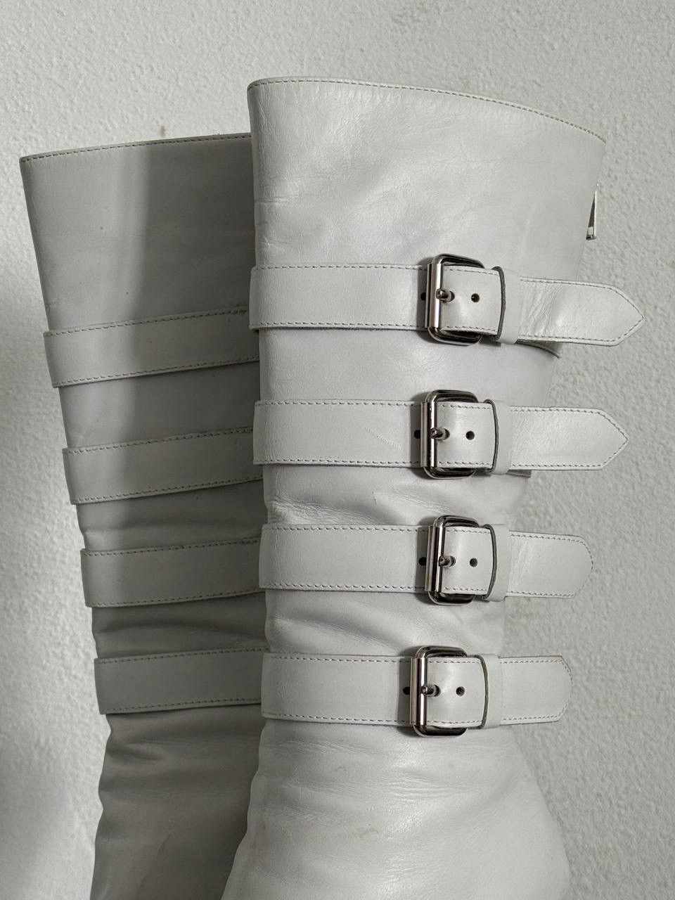 Helmut Lang 2003 Helmut Lang Avangard white leather boots / heels Size US 7.5 / IT 37.5 - 4 Thumbnail