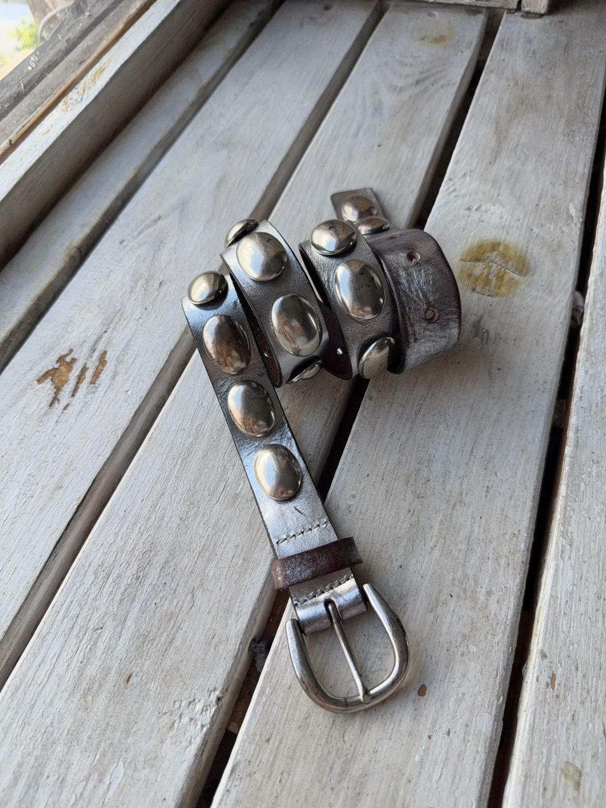 Vintage Japanese Leather Punk Emo Rock Goth Y2K Drill belt
