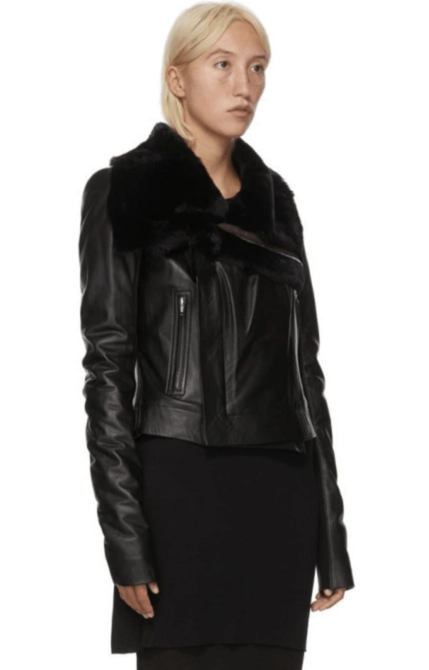 Rick Owens Rick Owens Black Lambskin&Fur Classic Biker Jacket IT38 Size XS / US 0-2 / IT 36-38 - 3 Thumbnail