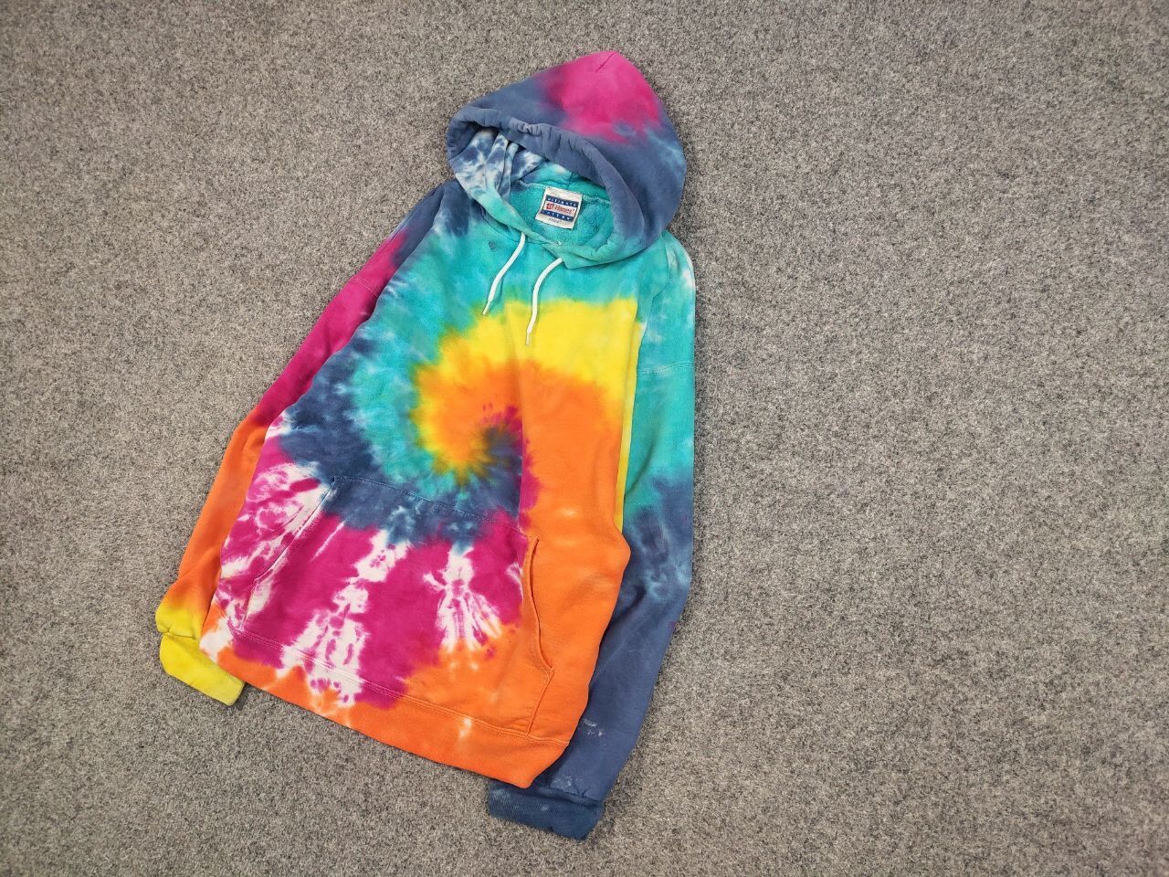 Hanes Vintage 90's Hanes Ultimate bright Tie Dye Oversized Hoodie Size US L / EU 52-54 / 3 - 3 Thumbnail