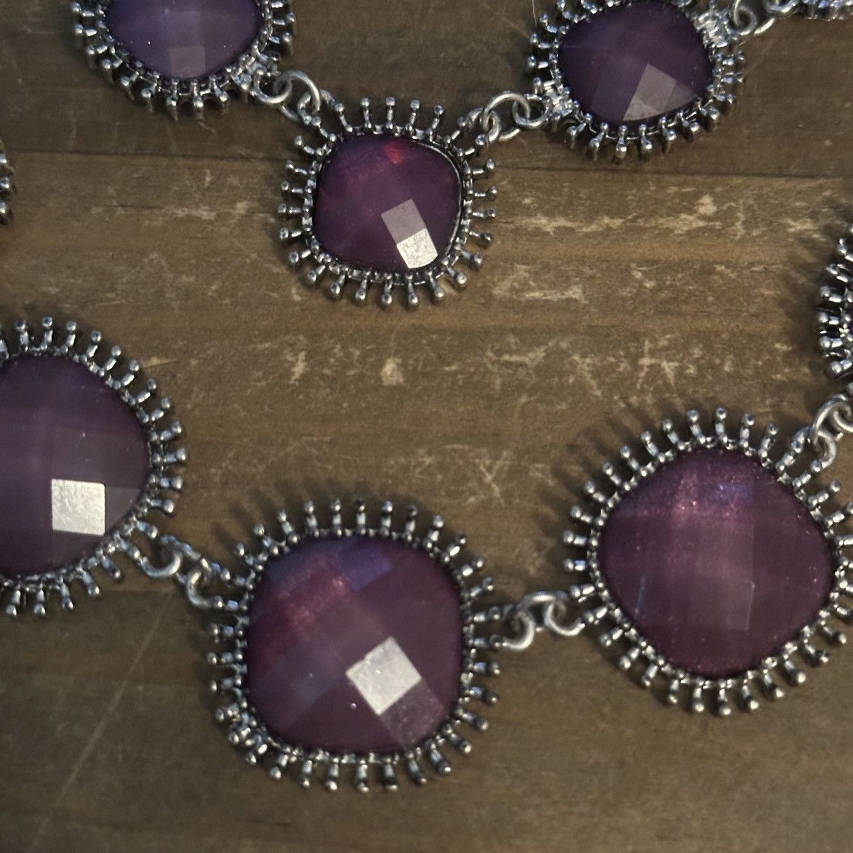 Other Silver tone purple gemstone layered statement necklace Size ONE SIZE - 3 Thumbnail