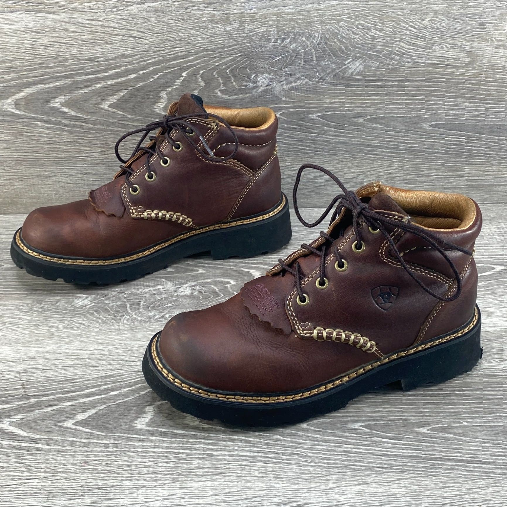Ariat Ariat Womans 6.5 B Brown Leather Cowboy Boots Lace Up Kiltie Canyon Western Work Size US 4 / IT 34 - 5 Thumbnail