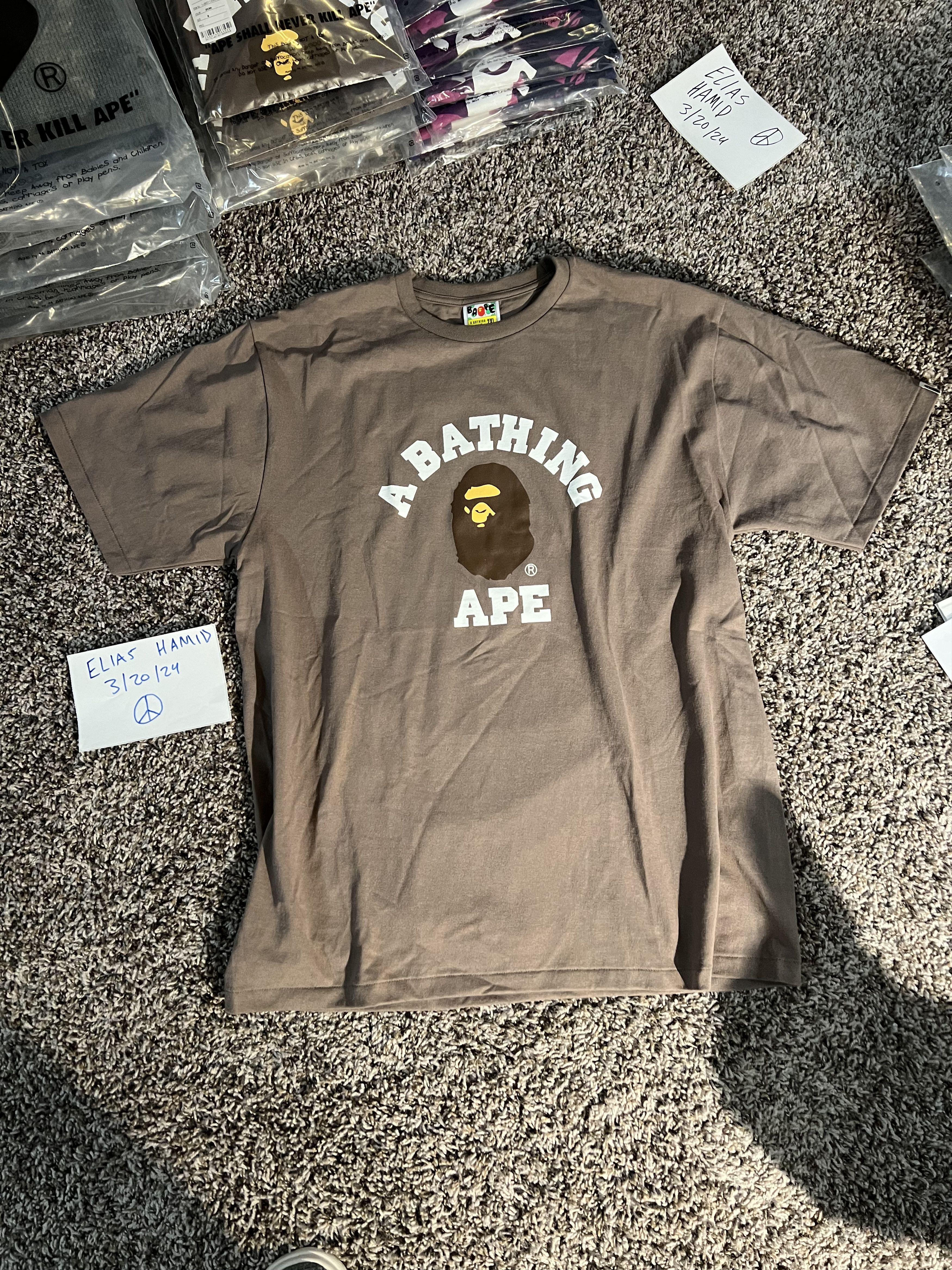 Image of Bape College Tee in Brown, Men's (Size XL)