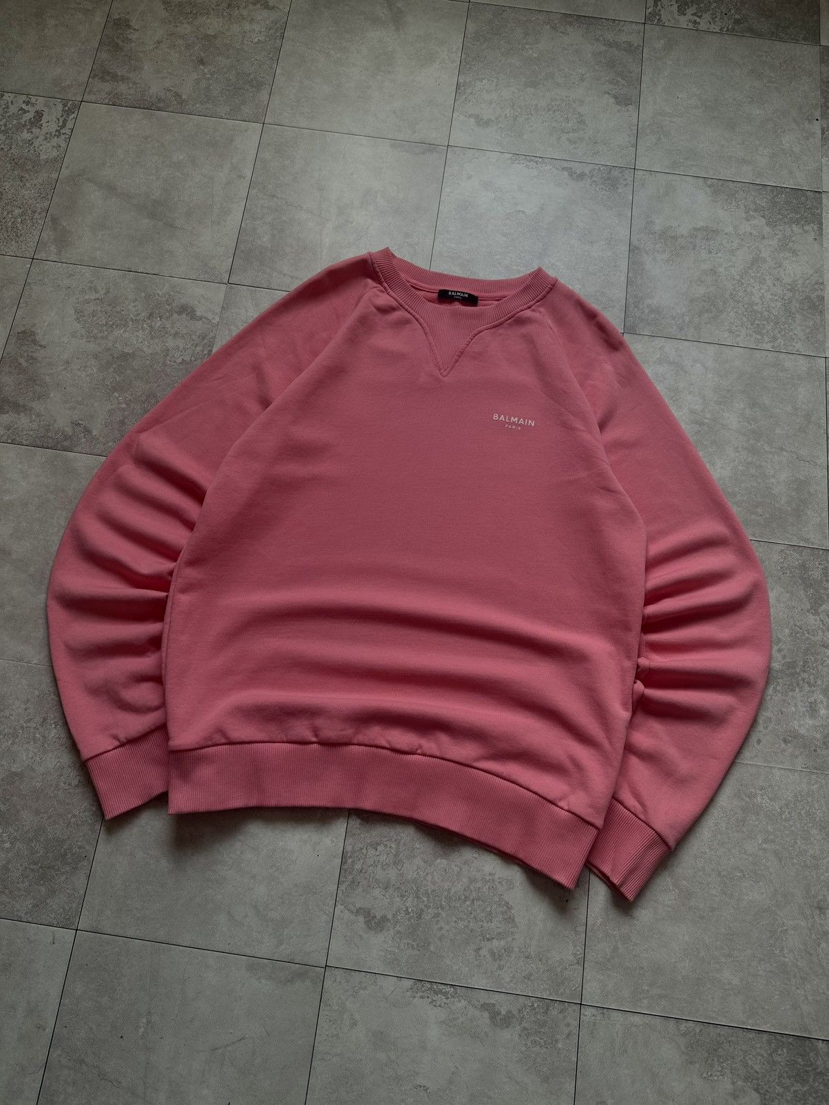 Balmain Balmain Paris Pink Crewneck Mini Logo Pullover Sweatshirt L Size US L / EU 52-54 / 3 - 3 Thumbnail